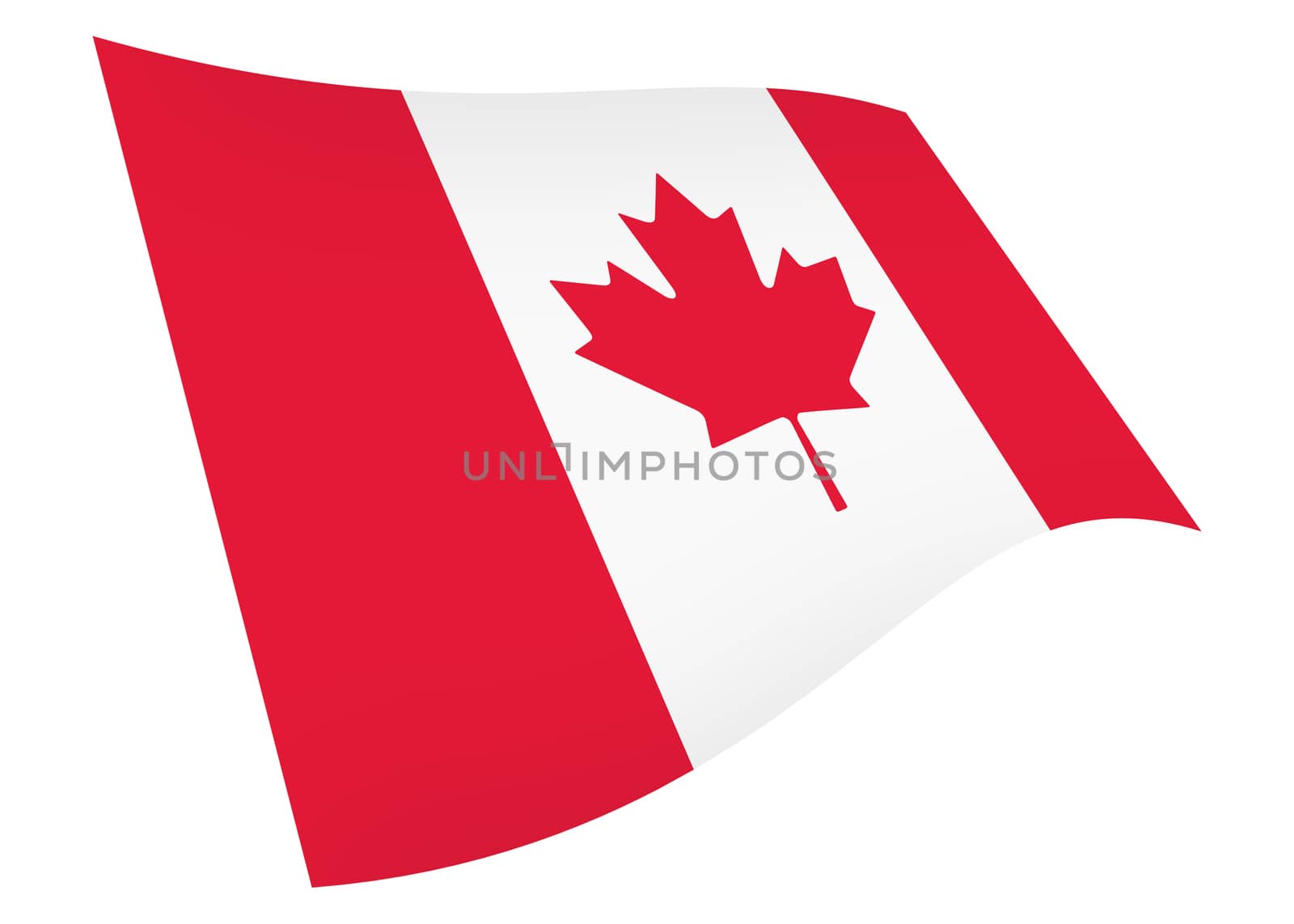 A Canada waving flag graphic isolated on white with clipping path