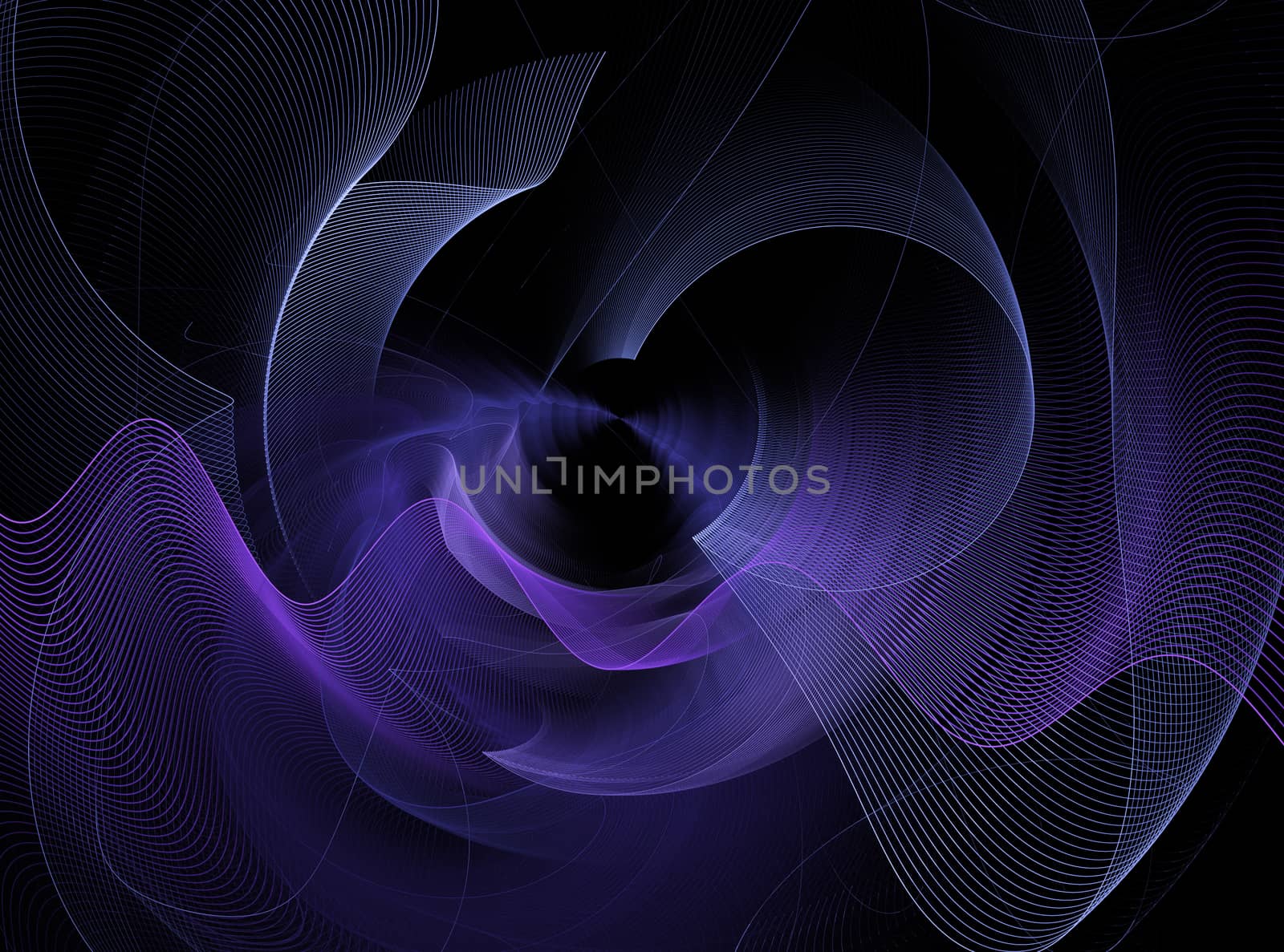 An abstract computer generated modern fractal design on dark background. Abstract fractal color texture. Digital art. Abstract Form & Colors. Abstract fractal element in rotational motion pattern for your design. Isolated on black background.