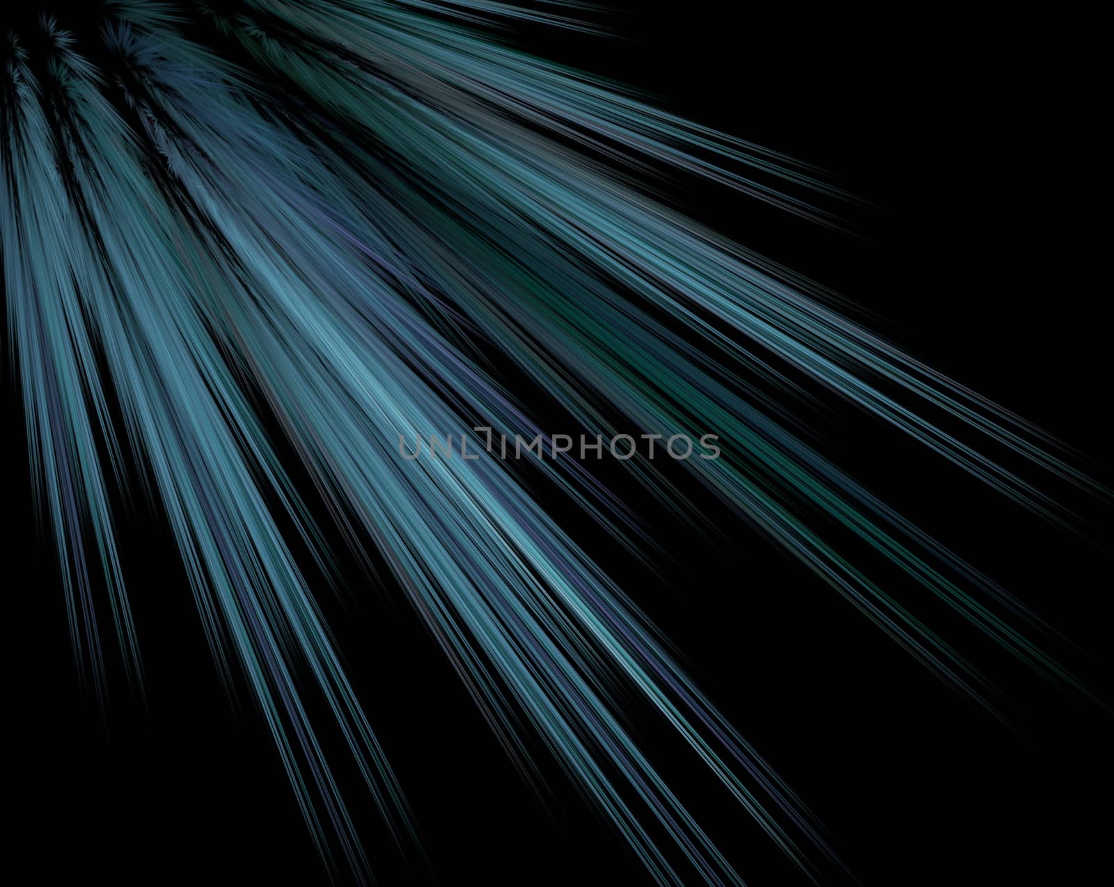 An abstract computer generated modern fractal design on dark background. Abstract fractal color texture. Digital art. Abstract Form & Colors. Blue neon rays of light