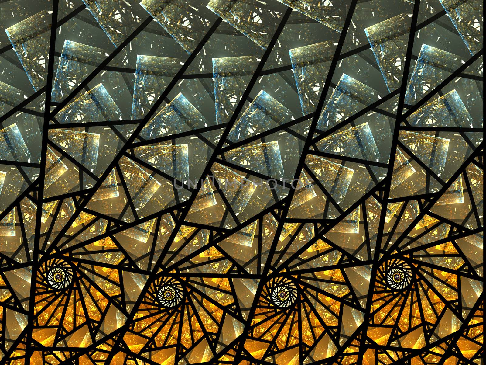 An abstract computer generated modern fractal design on dark background. Abstract fractal color texture. Digital art. Abstract Form & Colors. Abstract fractal element pattern for your design. Spiral mosaic fractal pattern
