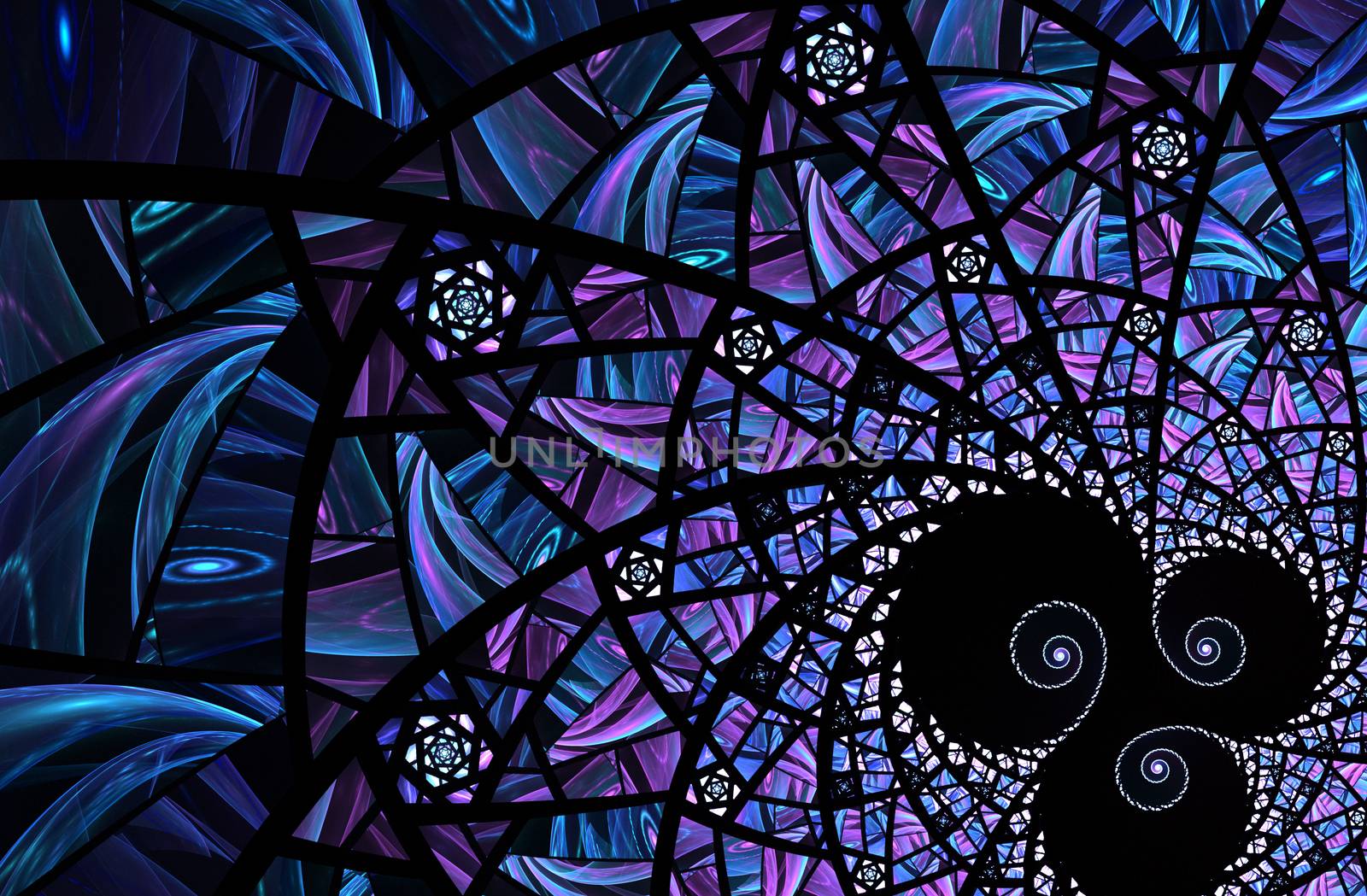 An abstract computer generated modern fractal design on dark background. Abstract fractal color texture. Digital art. Abstract Form & Colors. Abstract fractal element pattern for your design. Spiral mosaic fractal pattern