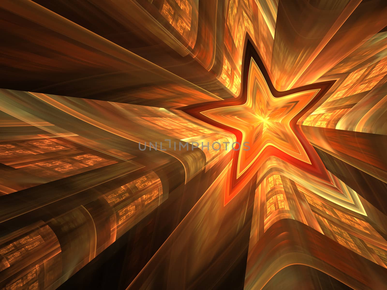 An abstract computer generated modern fractal design on dark background. Abstract fractal color texture. Digital art. Abstract Form & Colors. Abstract fractal element pattern for your design. Moscow red star.