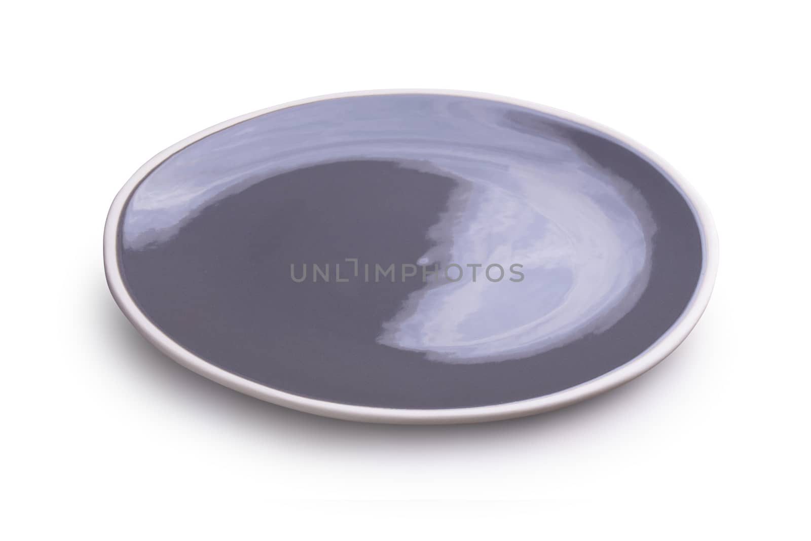 Empty blank ceramic dish isolated on white background