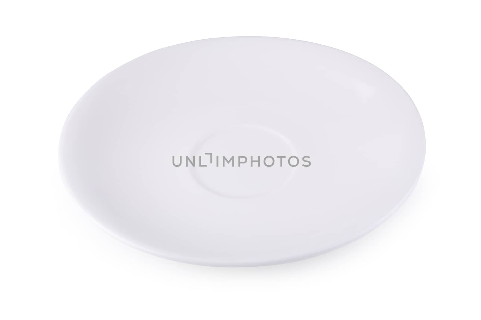 Empty blank white ceramic dish isolated on white background.