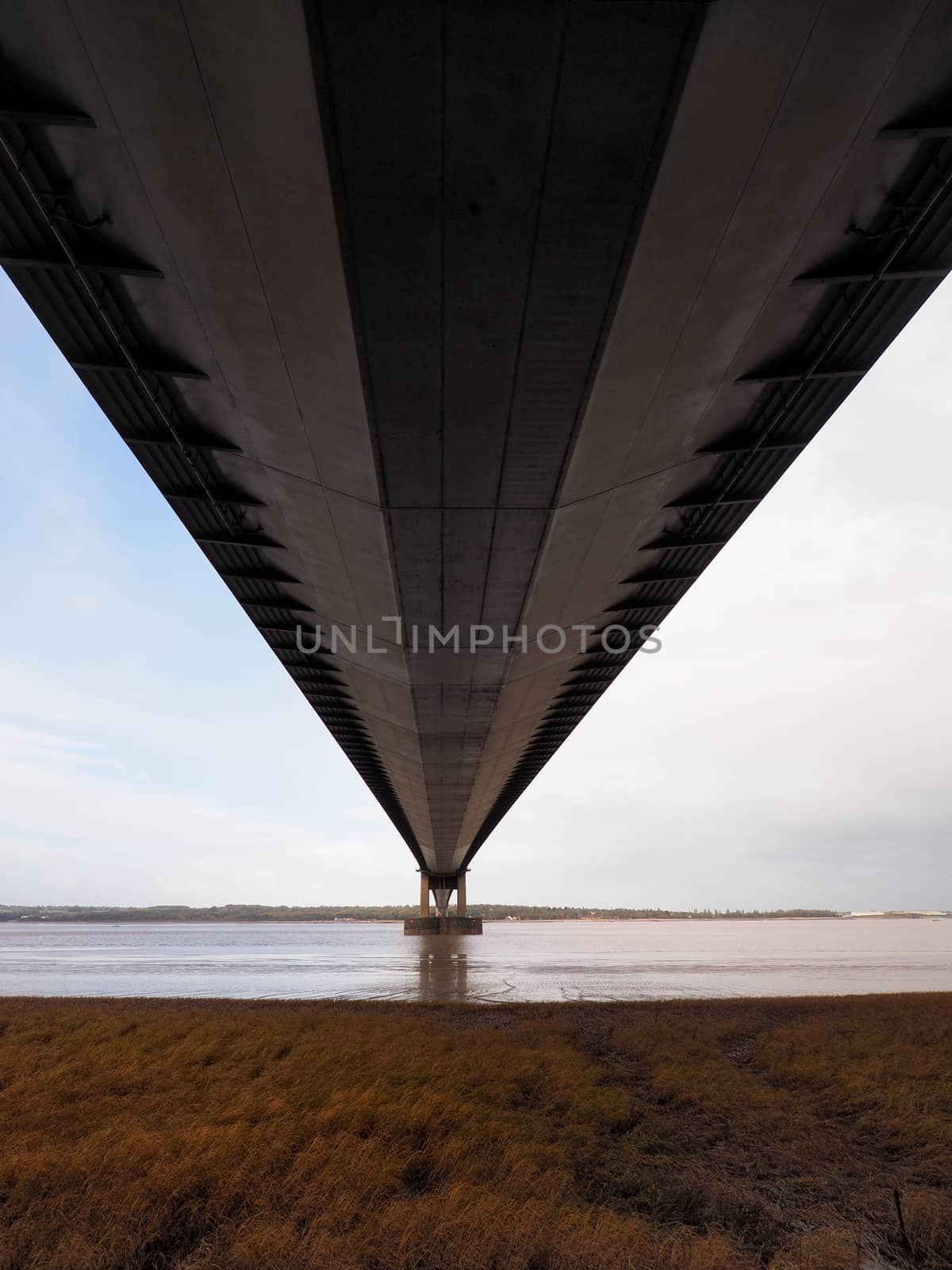 Looking underneath the road deck of the Humber Bridge suspension bridge by PhilHarland