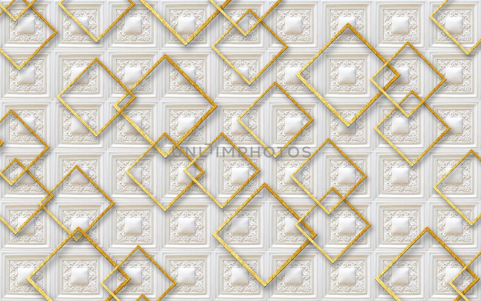 3D wallpaper luxury golden  square background