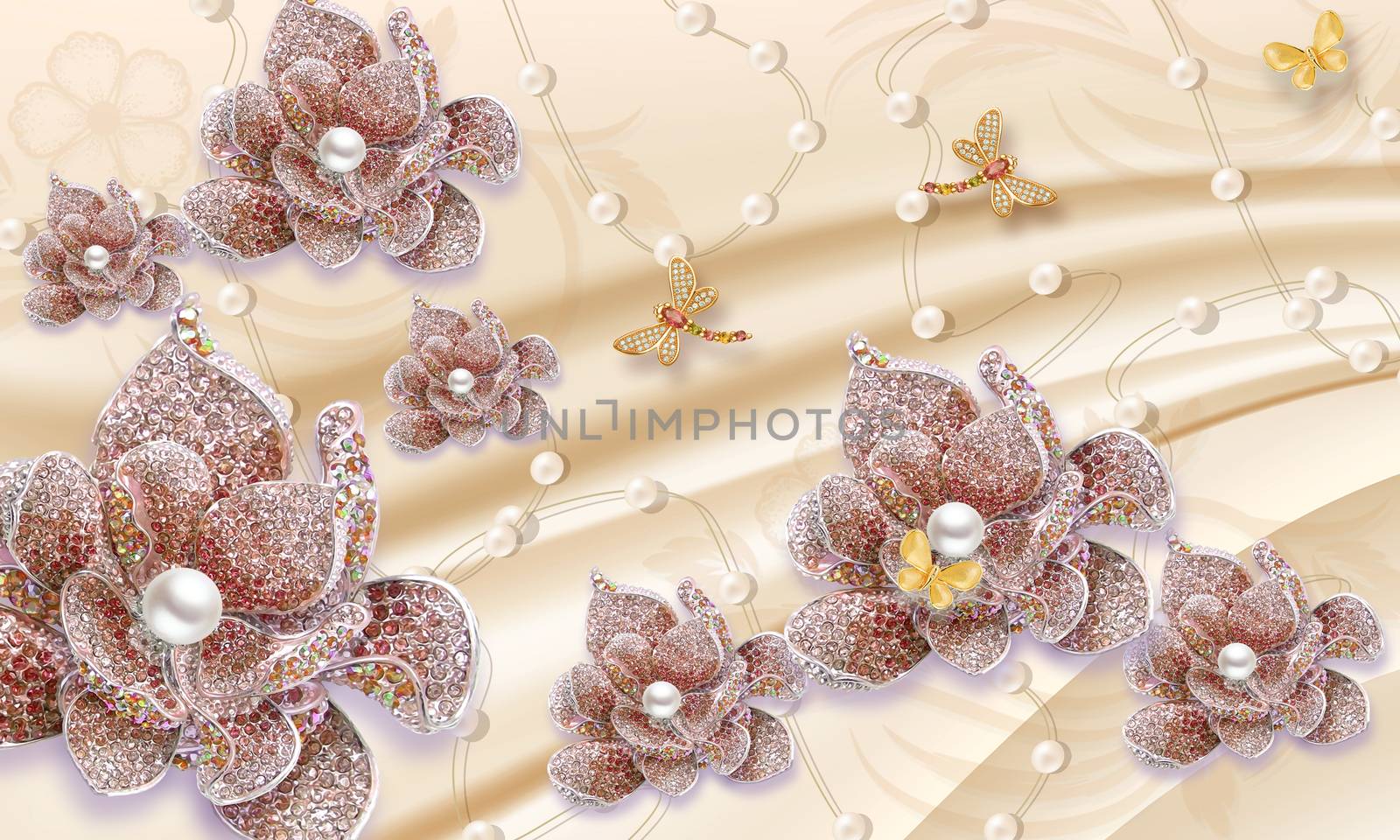 3d floral jewelry backgroun ilustration by ipinsadja