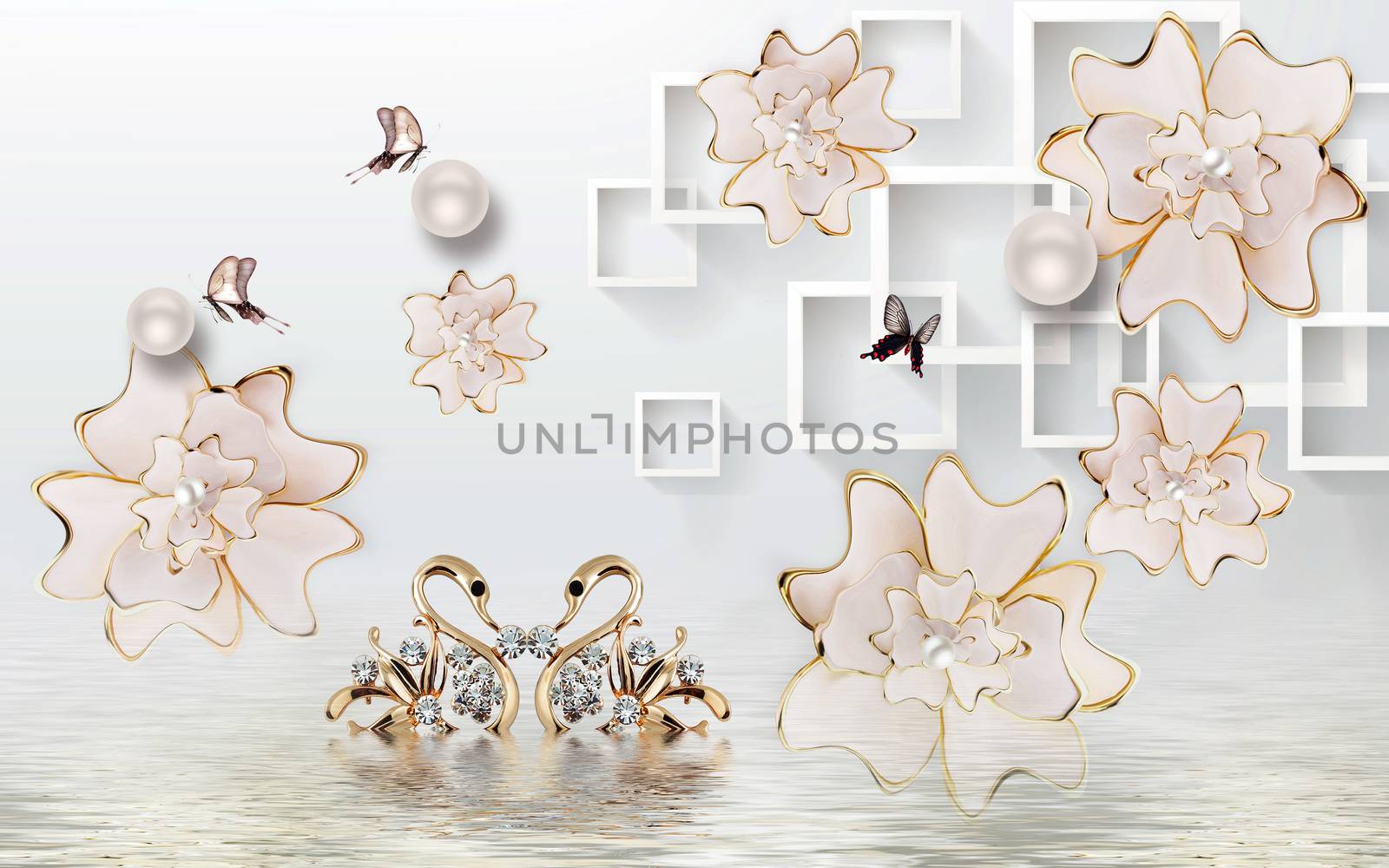 3d floral jewelry backgroun ilustration by ipinsadja