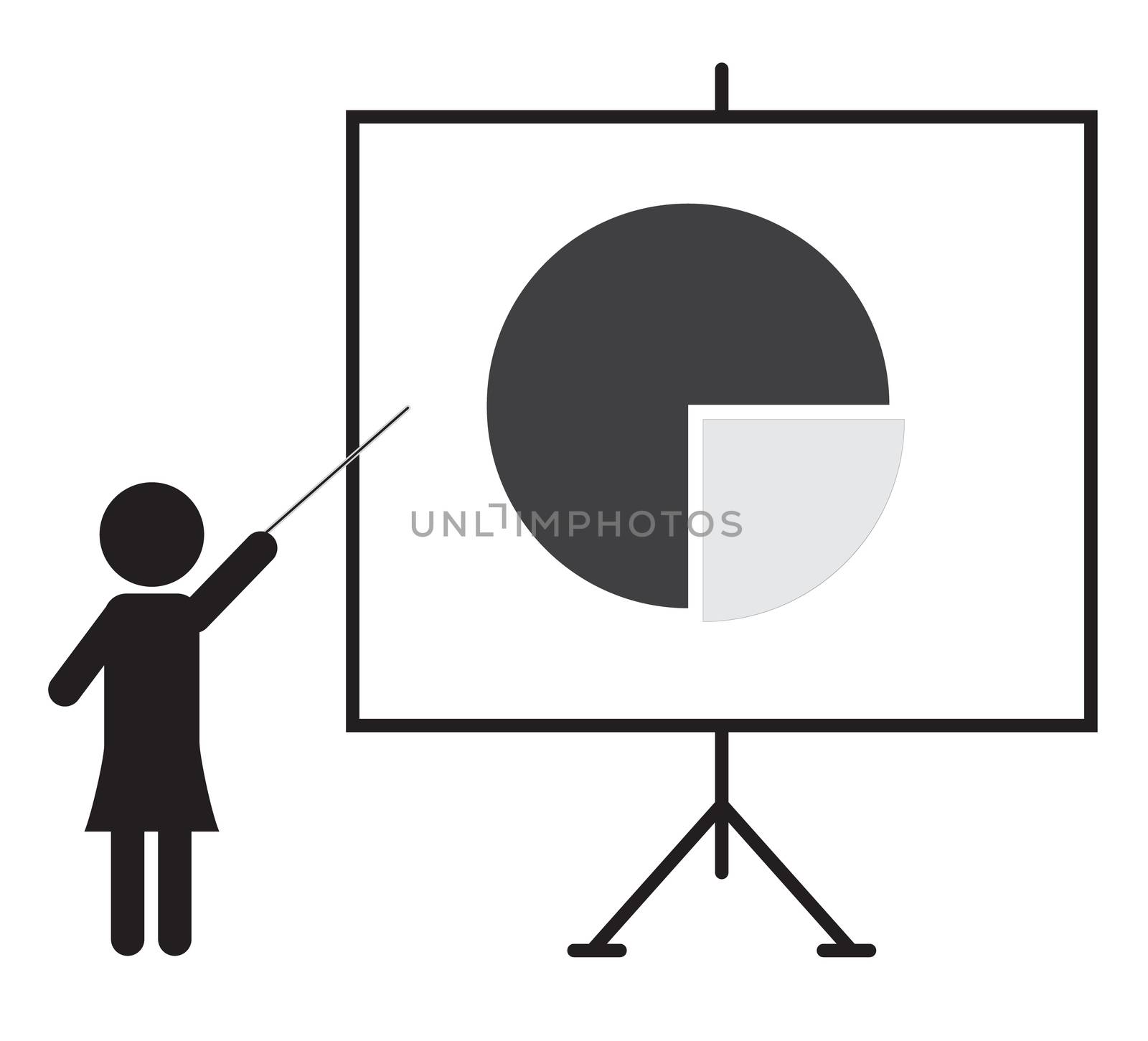 presentation icon on white background. flat style. Training icon for your web site design, logo, app, UI. business woman presenting something on a board symbol. presentation sign. 

