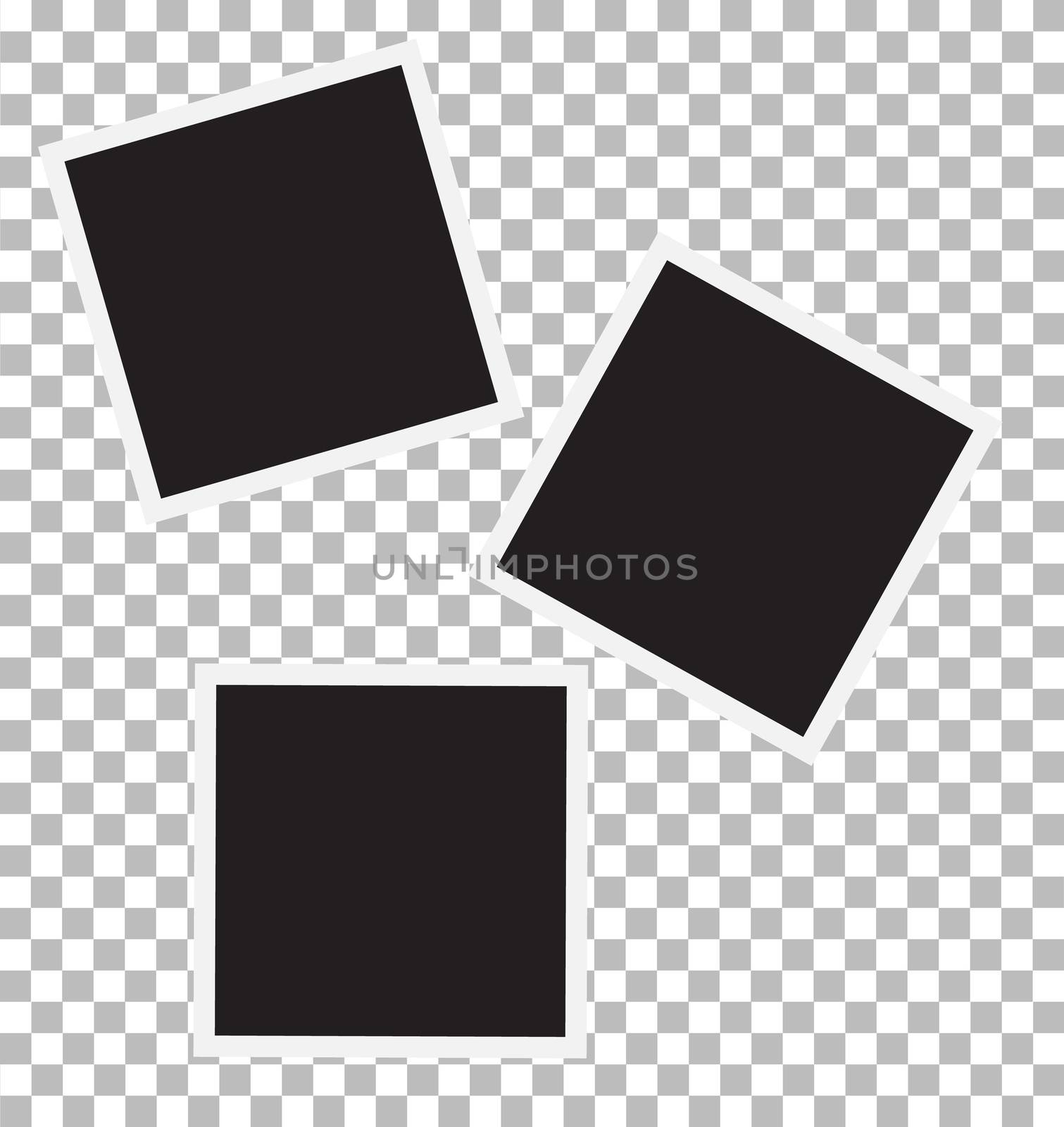 three blank retro photo frames on transparent background. flat style. three blank retro photo frames icon for your web site design, logo, app, UI. photo frames symbol. 