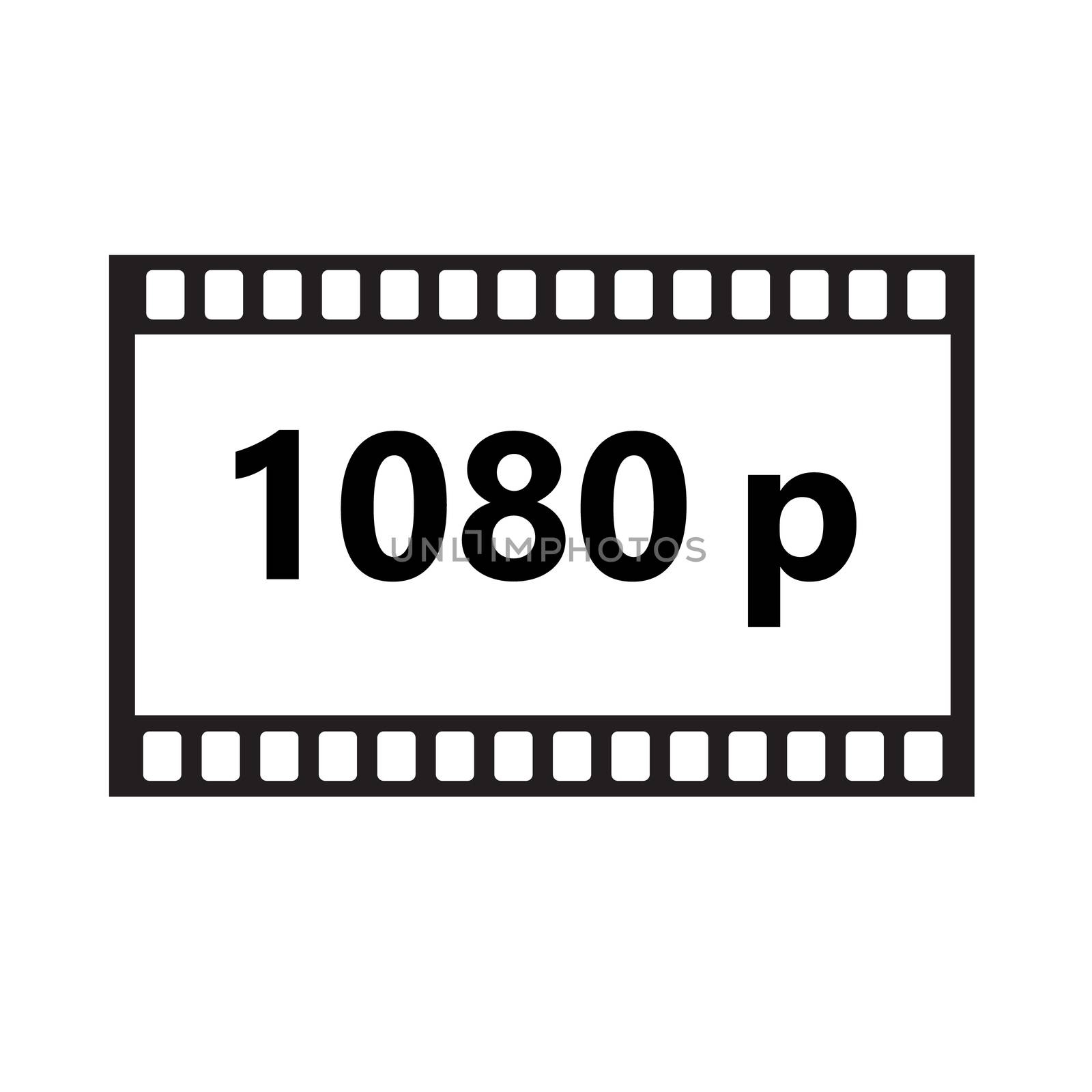 Flat icon of 1080p hd video on white background. 1080p hd video  by suthee