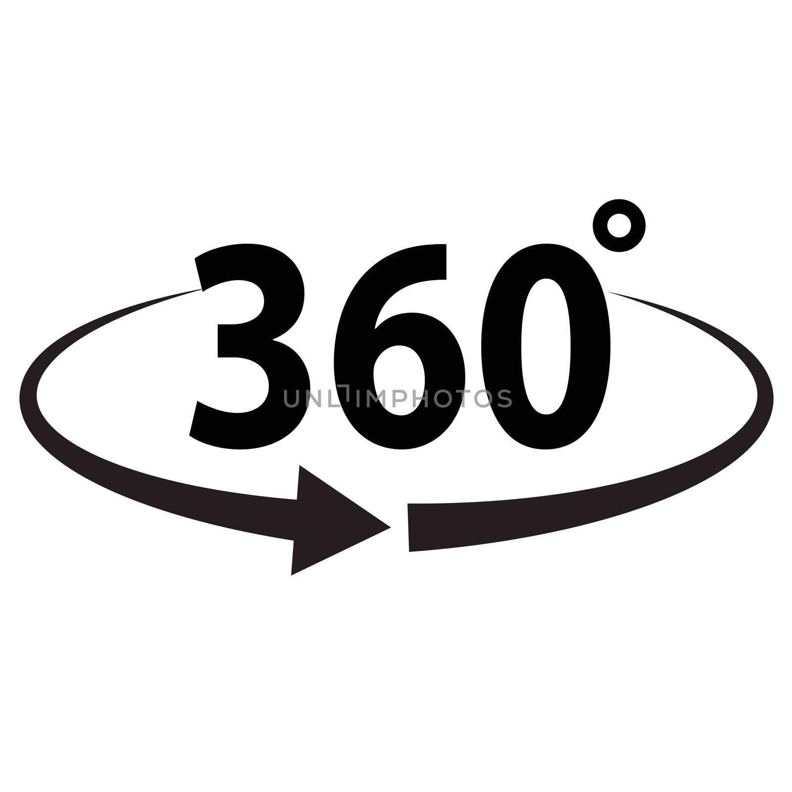 Angle 360 degrees icon on white background. flat style. Angle 360 degrees icon for your web site design, logo, app, UI. 360 sign. 