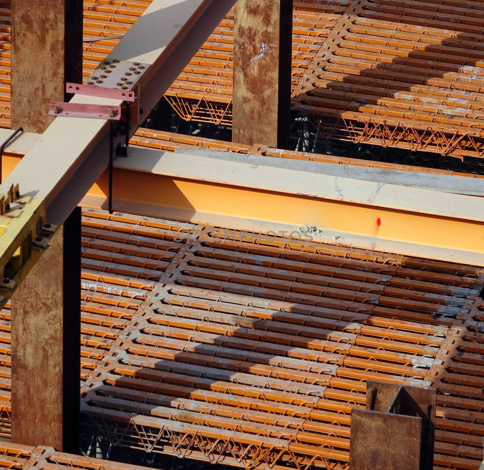 Strong steel girders support a large scale construction project
