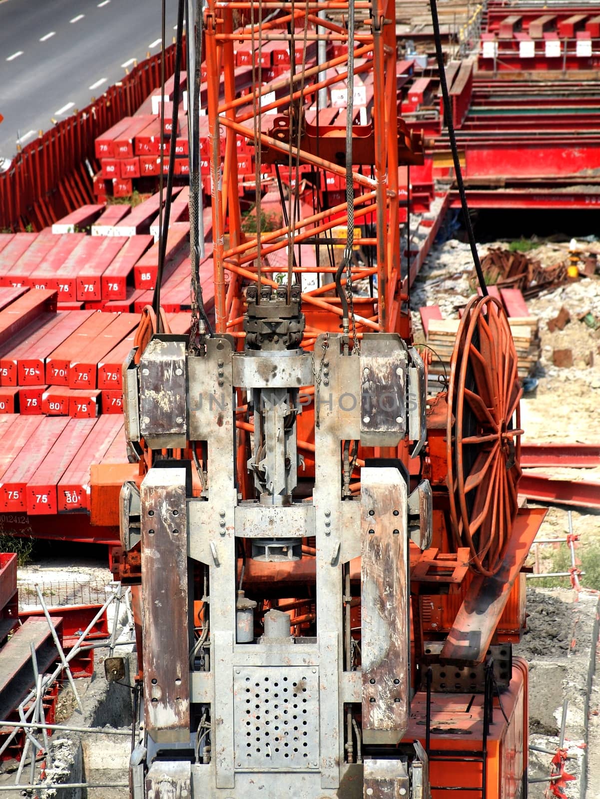 A large industrial drill at construction site