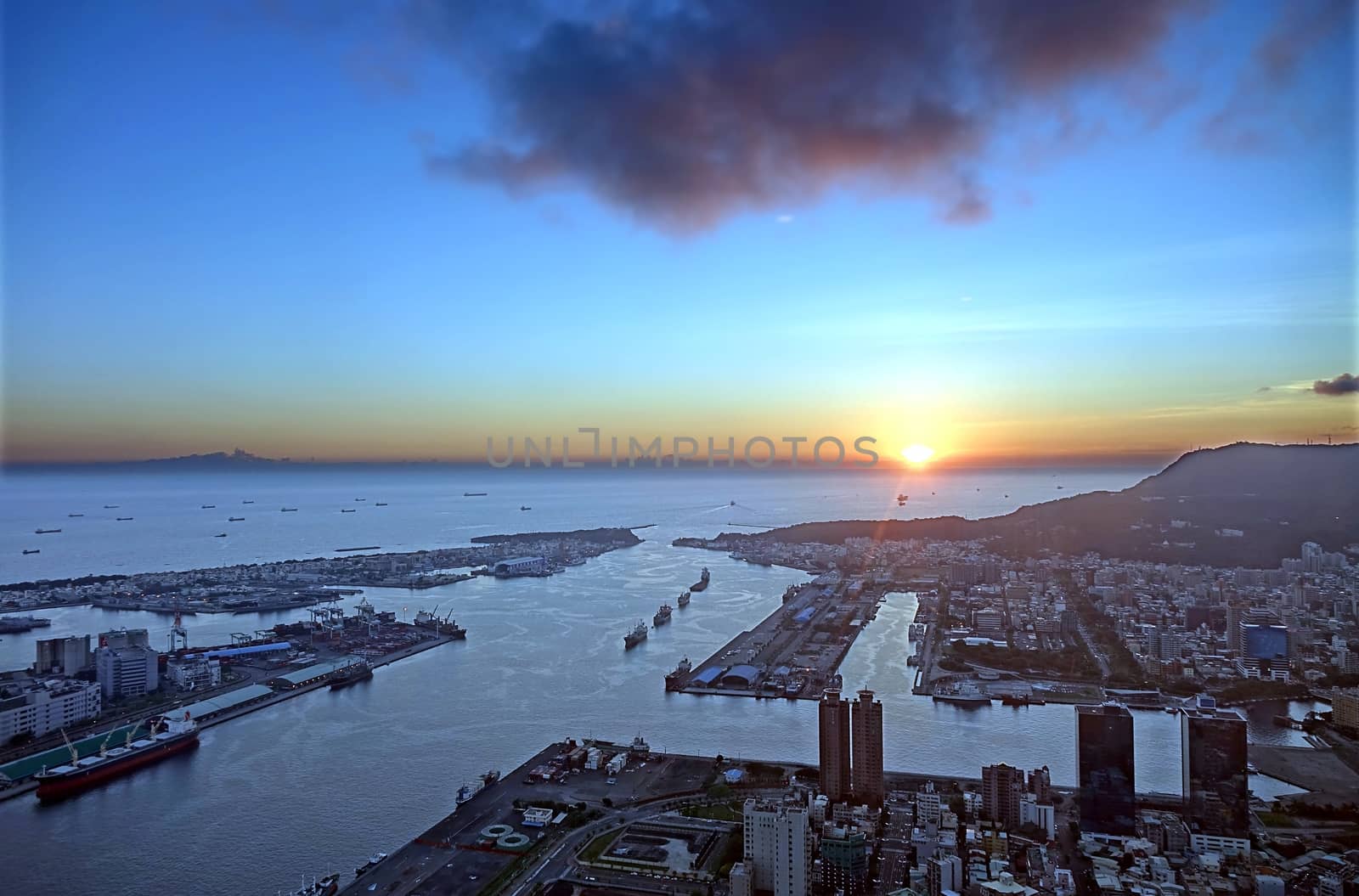 Kaohsiung City and Harbor at Sunset by shiyali