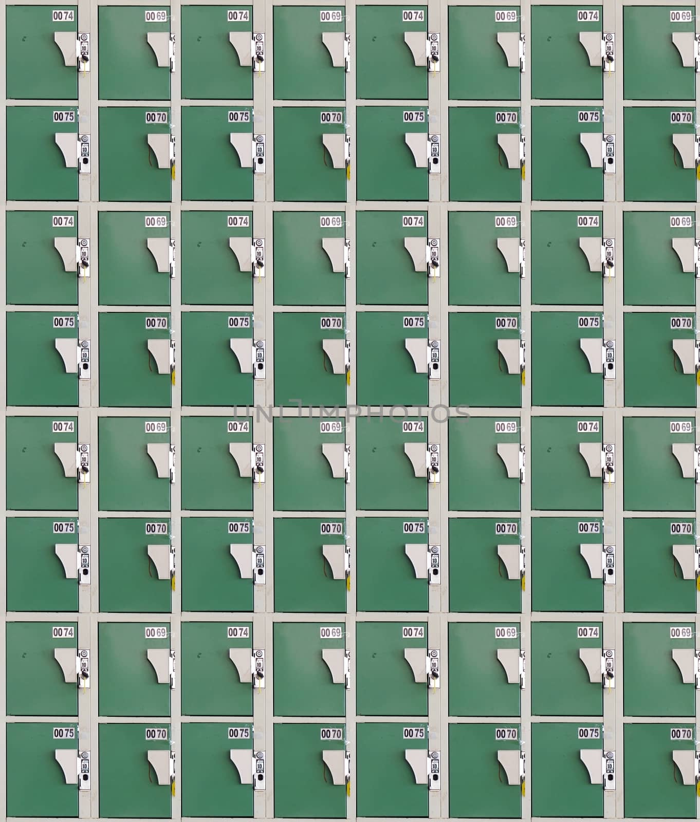 Columns and rows of coin operated lockers