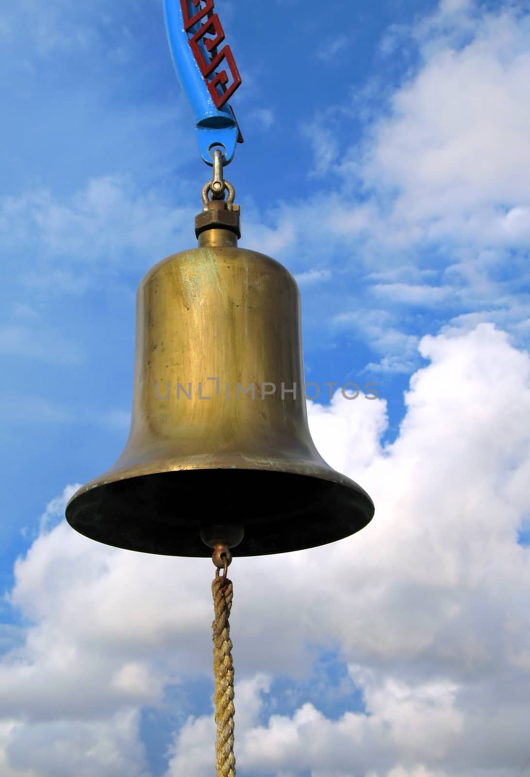 -- pictured here against a blue sky and clouds