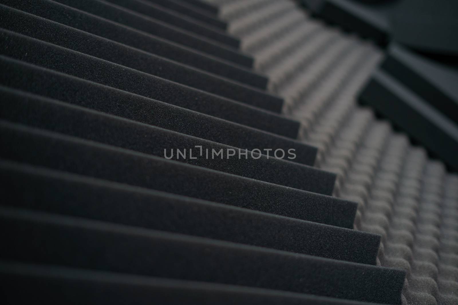 Close up of studio acoustic foam rubber wall pattern.