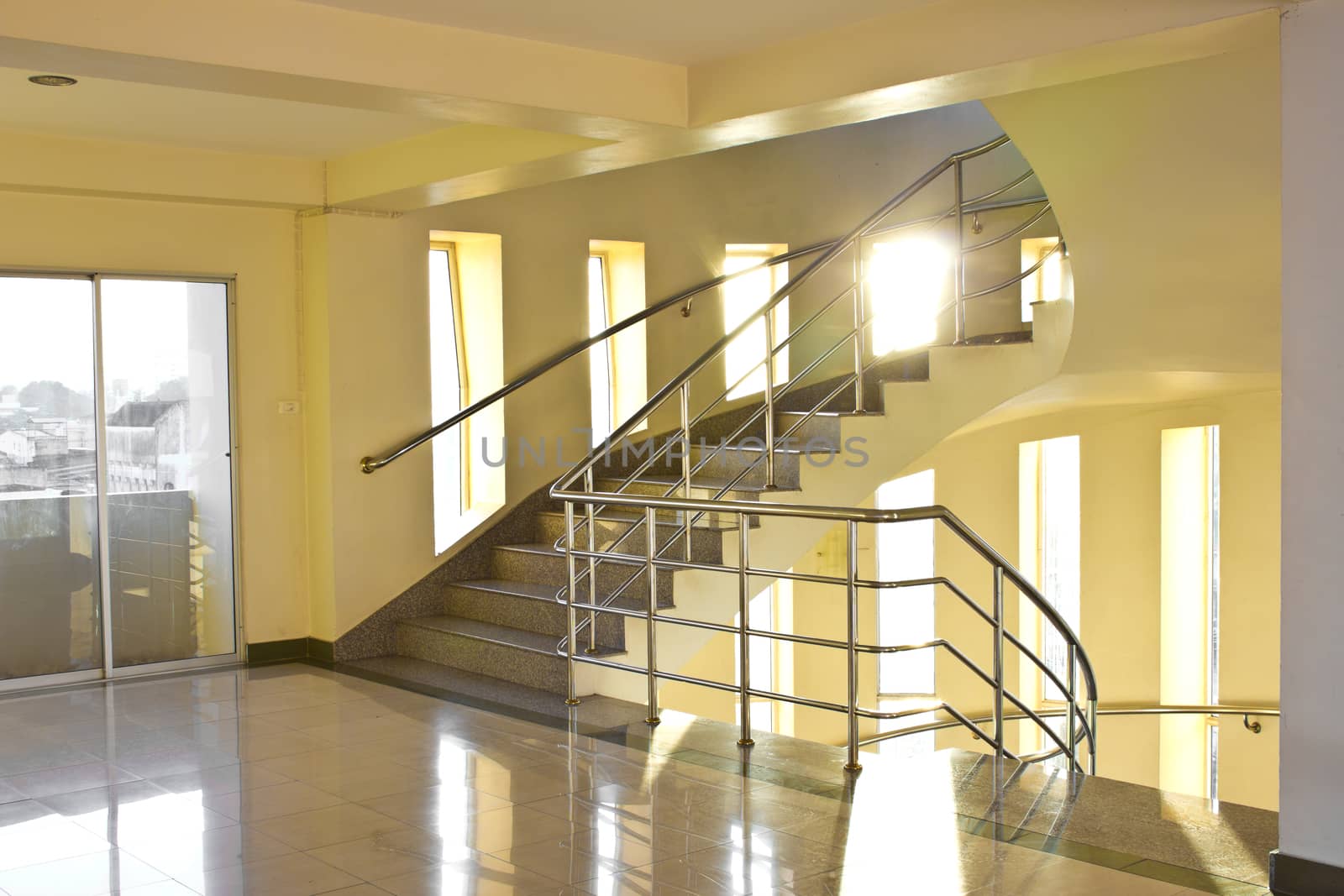 modern staircase in building hotel