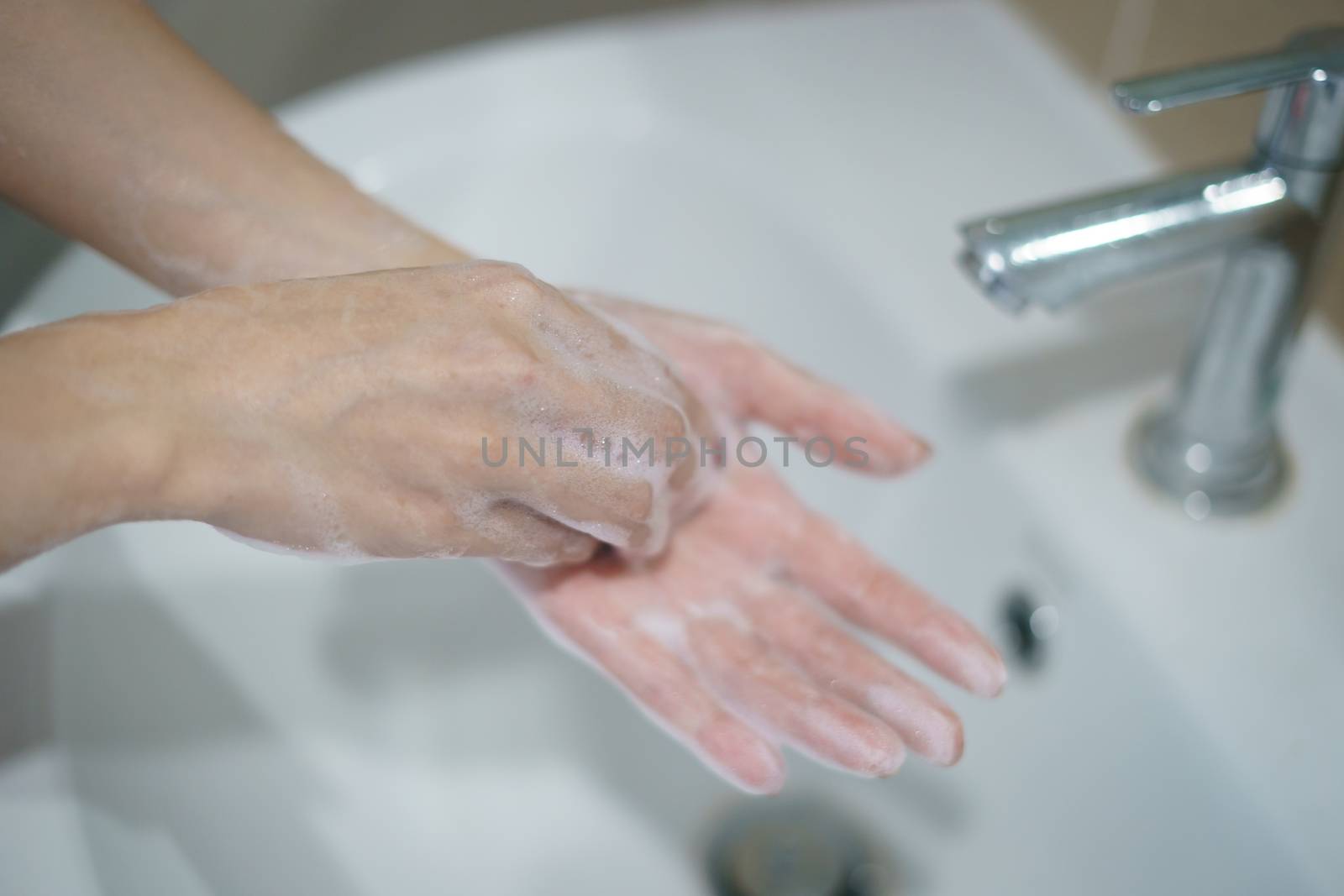 Washing hands with soap. For killing germs, bacteria and virus. by sirawit99