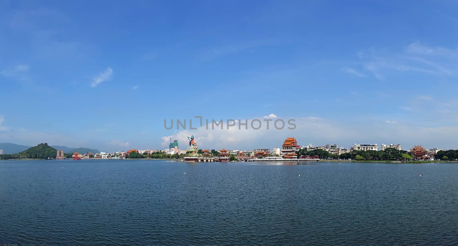 Beautiful panoramic view of the Lotus Lake in Kaohsiung, Taiwan
