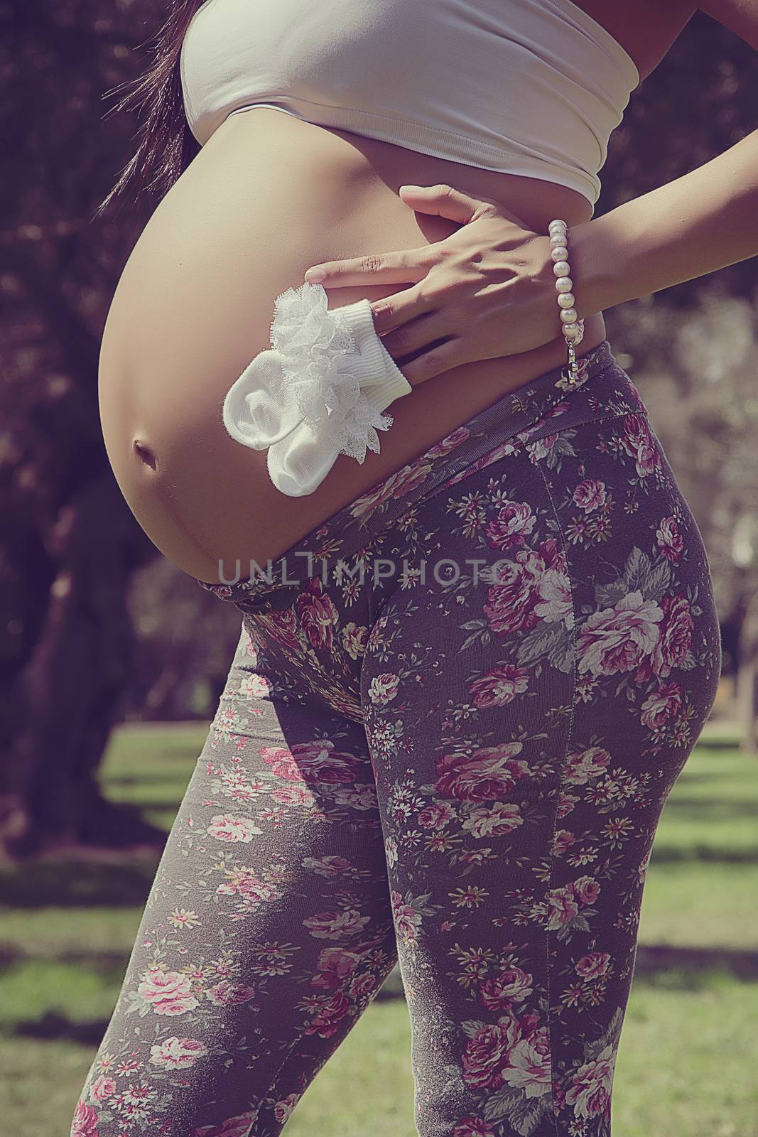 Pregnant with baby stocking by Peruphotoart