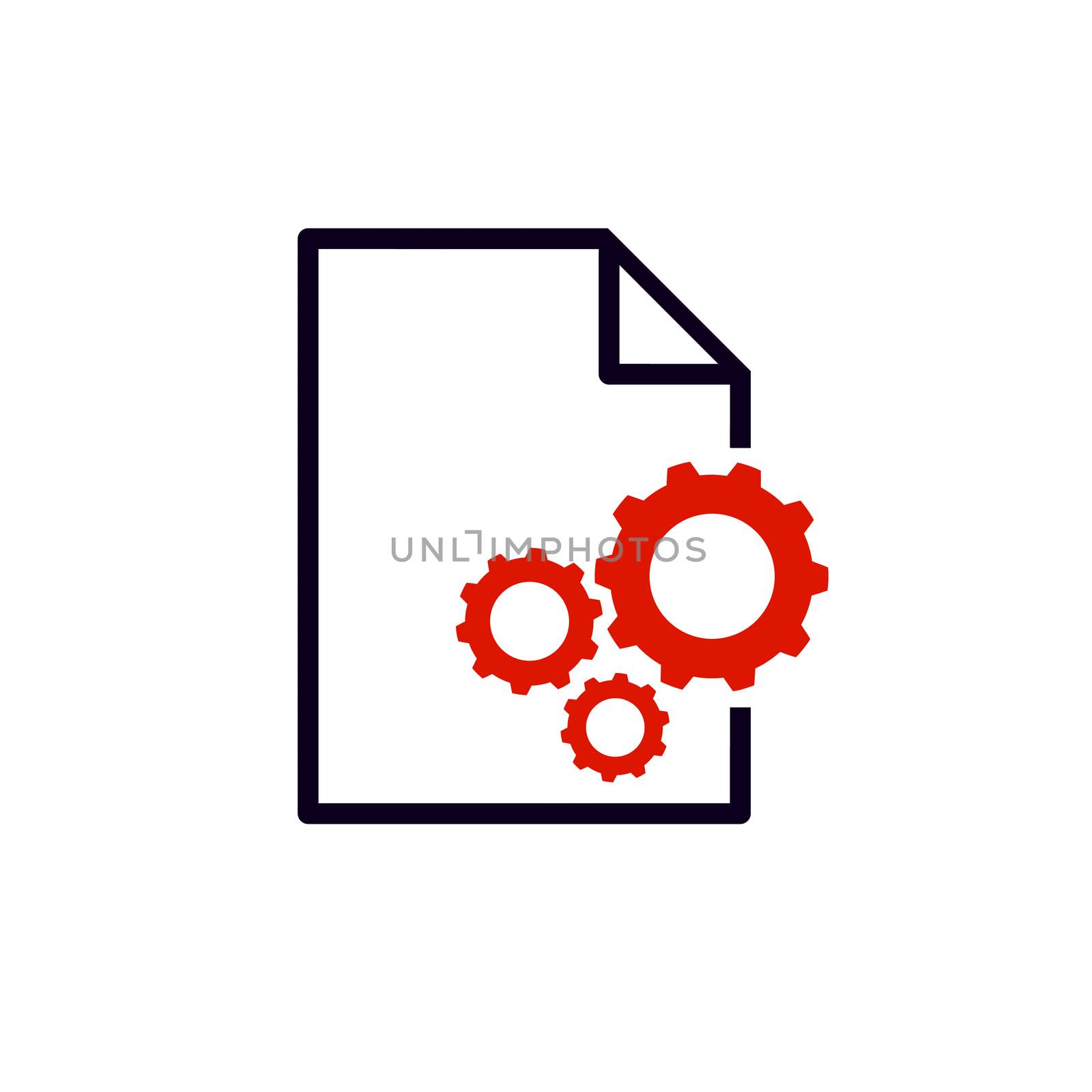 Paper and Gear icon. Check the work on the recorded paper. by praditlohhana