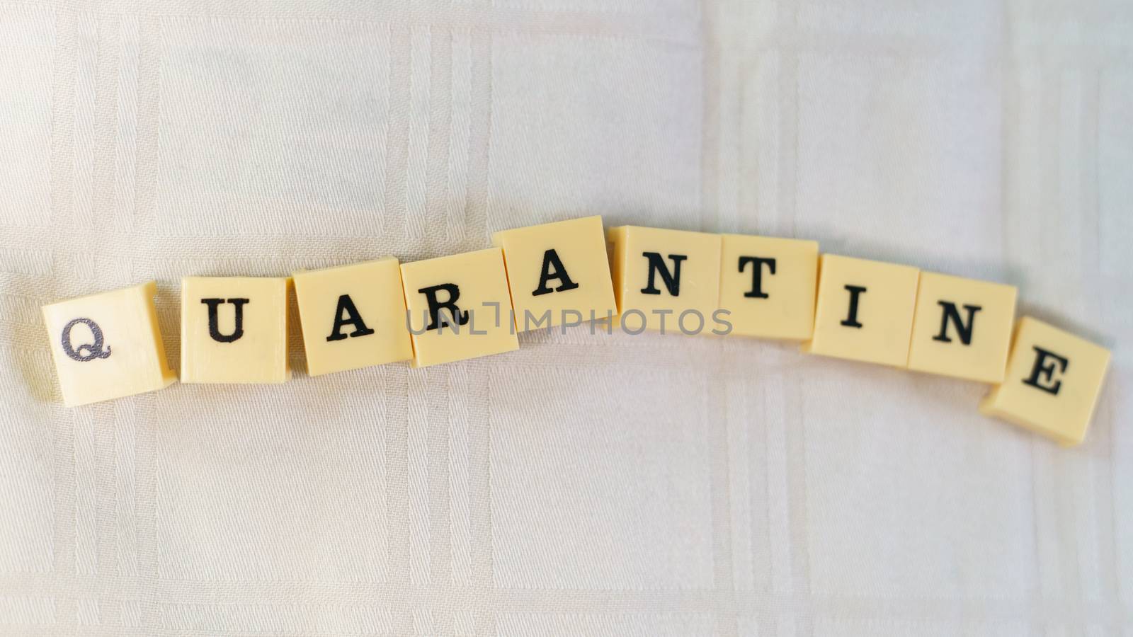 alphabet showing words quarantine. Corona virus or Covid-19 protection concept.
