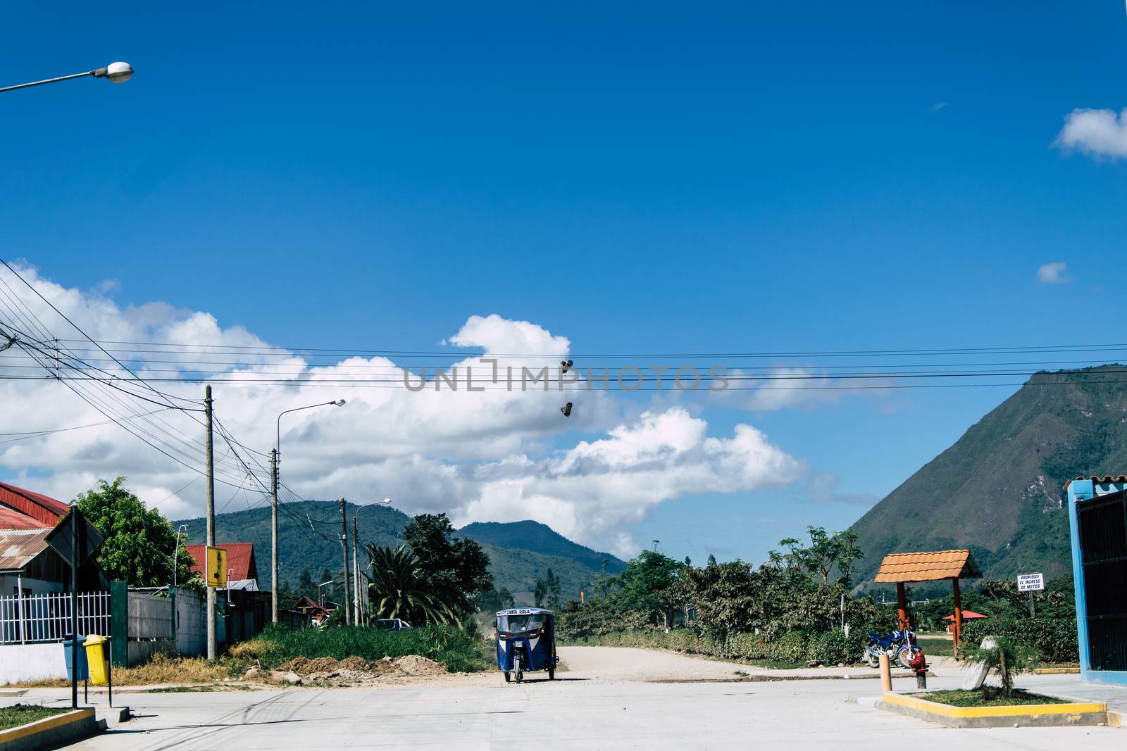 One of the views in Oxapampa located in the central Peruvian jungle, is very typical to see people mobilize on motorcycles