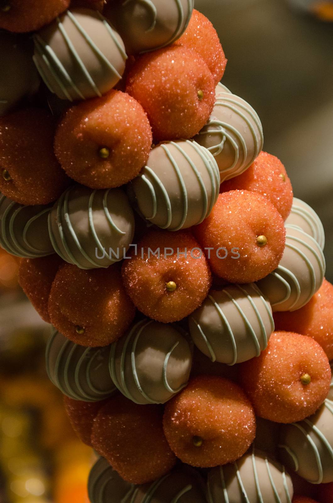 Decorating a candy table at a wedding