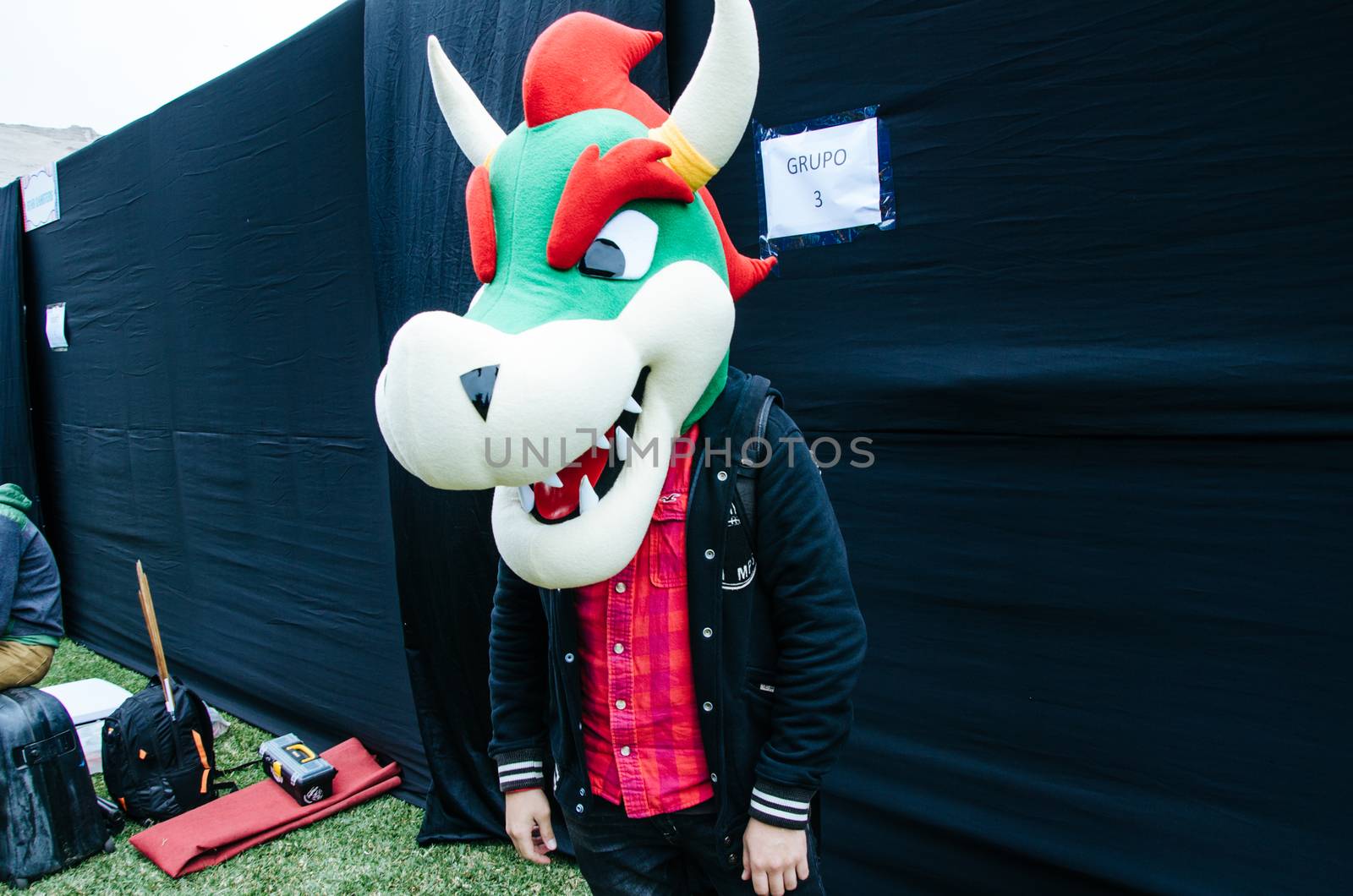 Lima, Peru - AUGUST 18th 2017: Entel Festival . Man with the head of a koopa costume