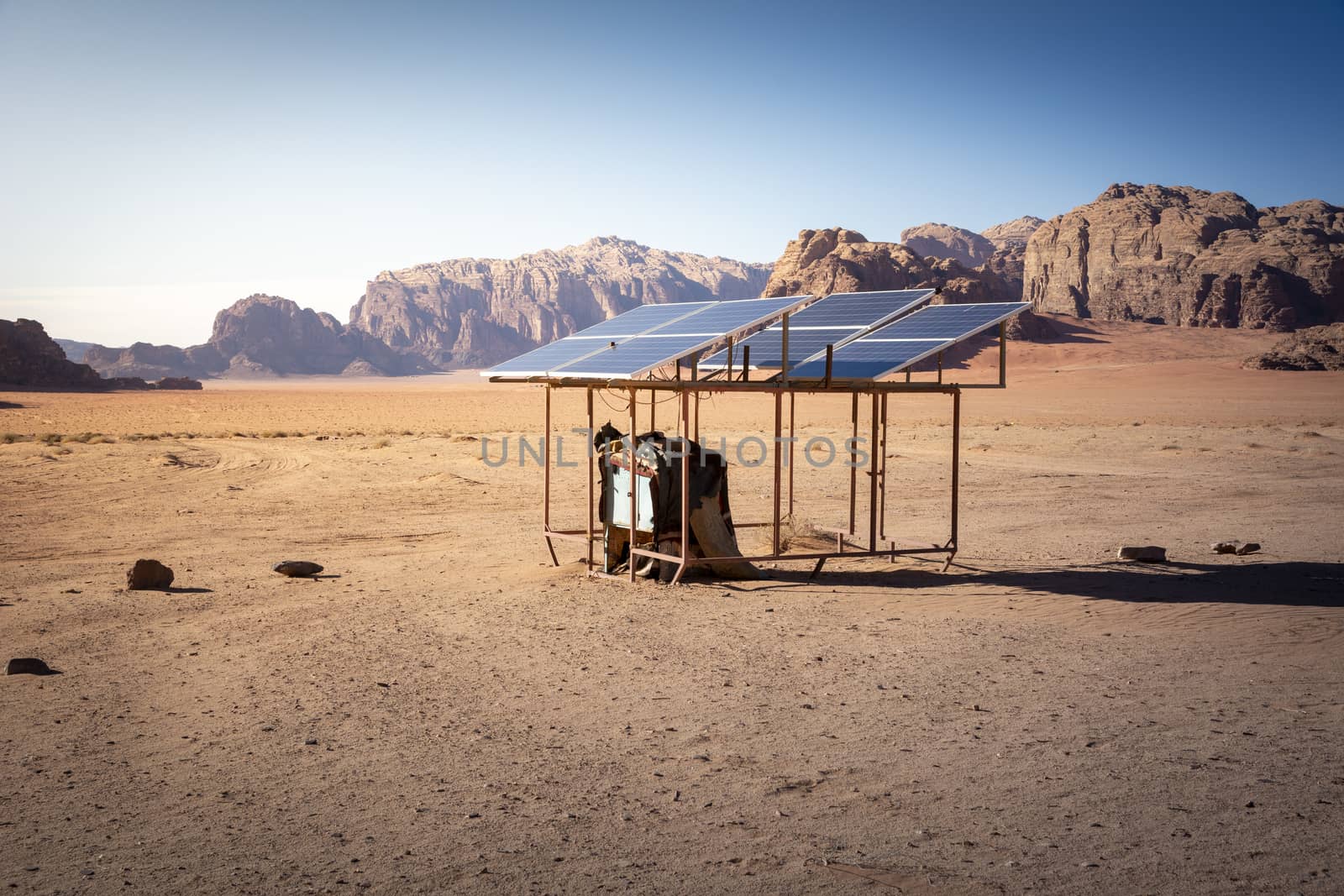 Off-grid and small scale solar installation in the desert
