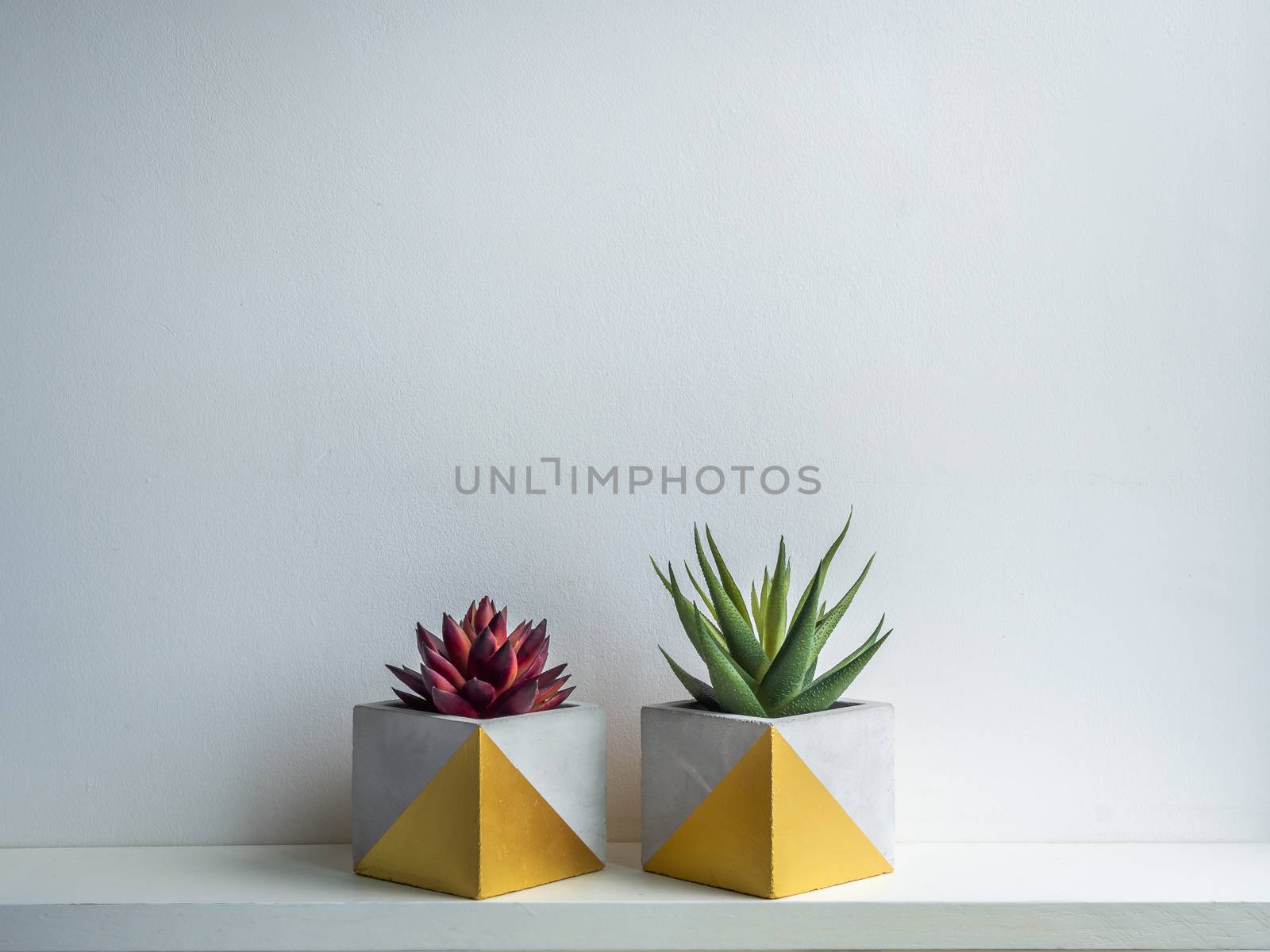 Cactus pot. Concrete pot. Modern geometric concrete planter. by tete_escape