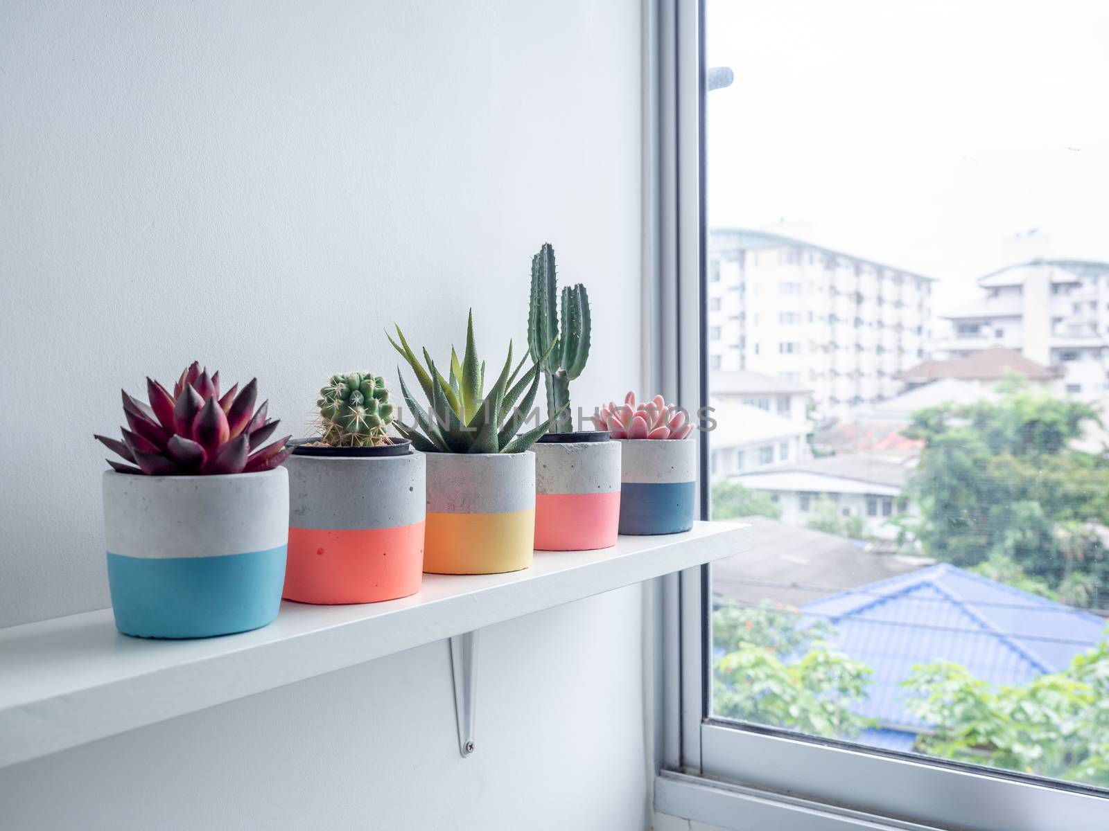 Cactus pot. Concrete pot. Modern geometric concrete planter. by tete_escape