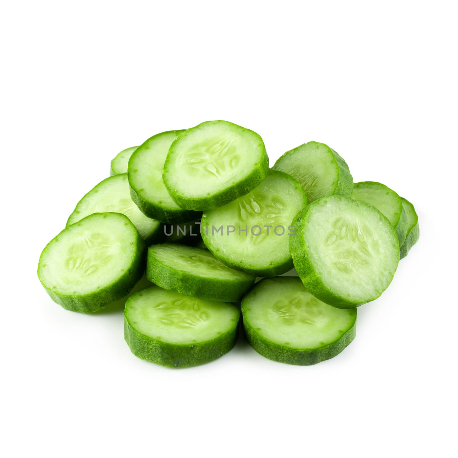 cucumber slice isolated over a white background by kaiskynet