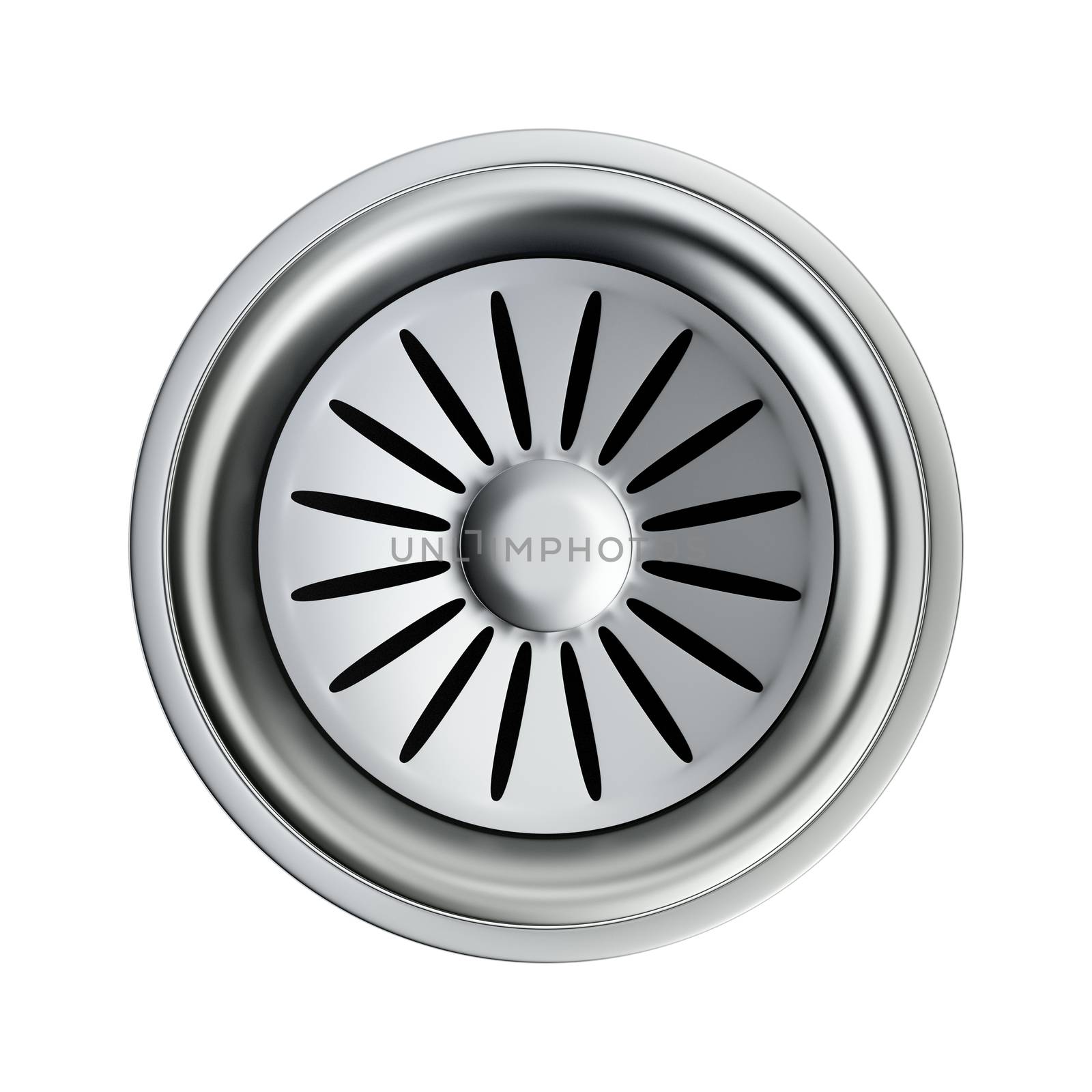 Silver sink strainer with stopper, top view by magraphics