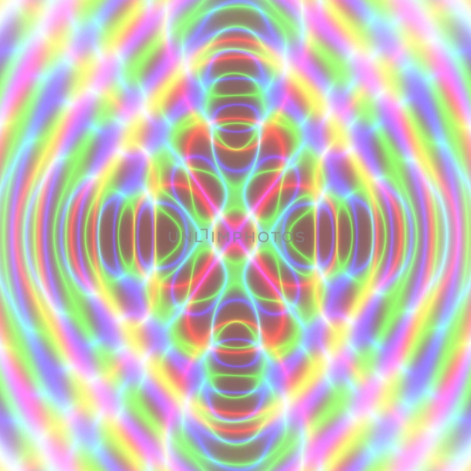 Symmetric and concentric pattern in brightly colored neon light colors
