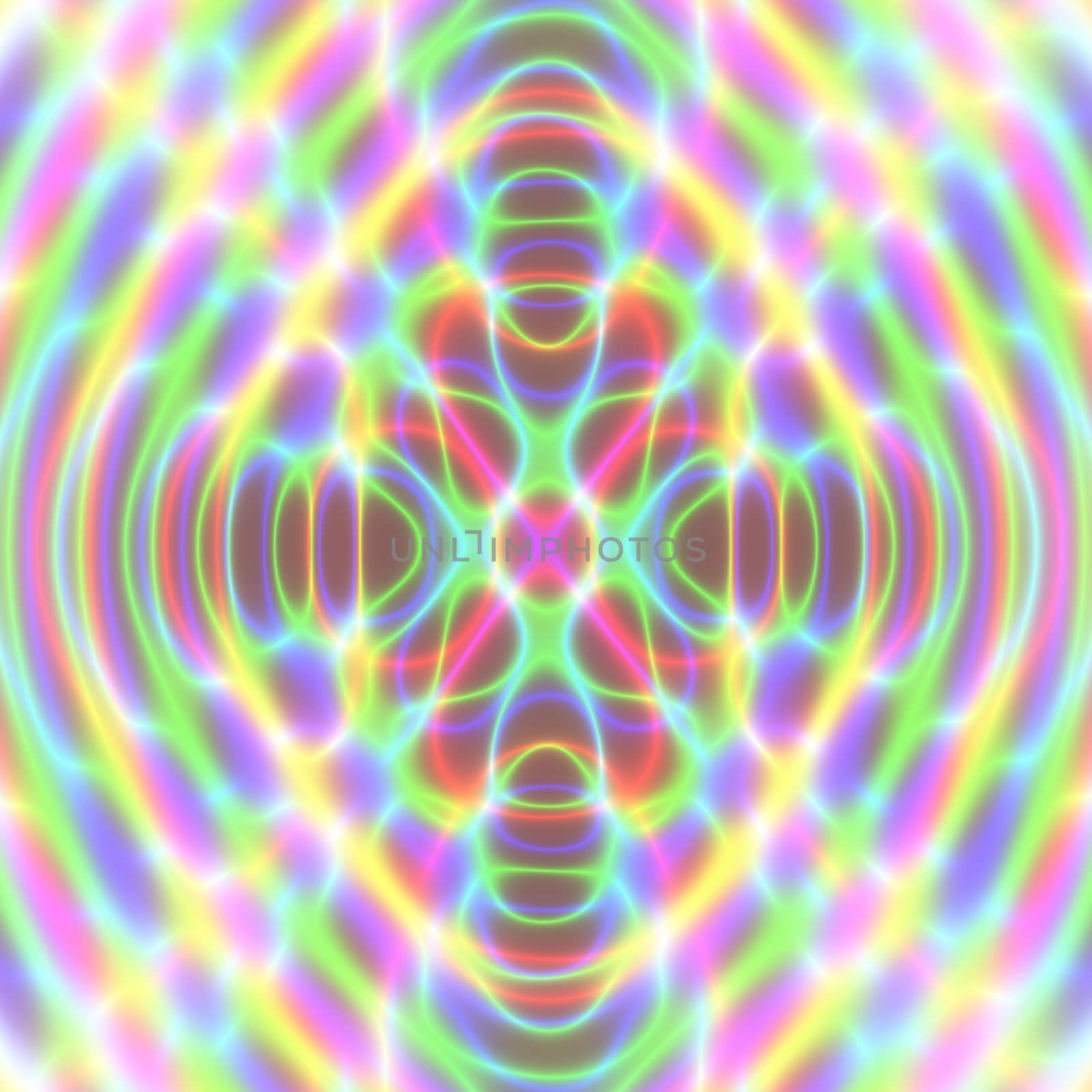 Symmetric and concentric pattern in brightly colored neon light colors
