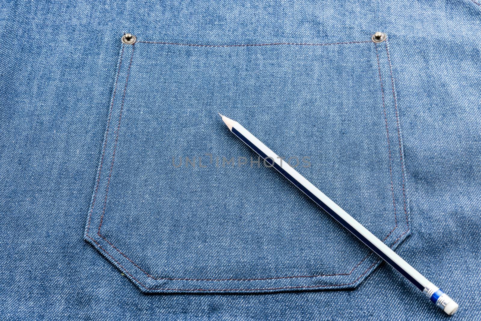 Texture and detail of blue jeans apron for background.