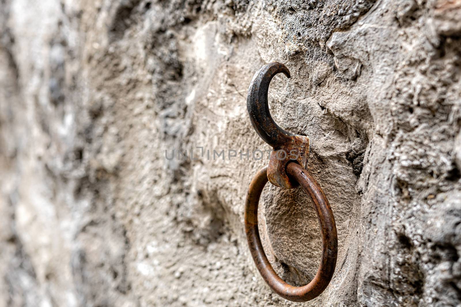 Ancient horse ring on the wall of Old Town Street, Geneva, Switzerland - image