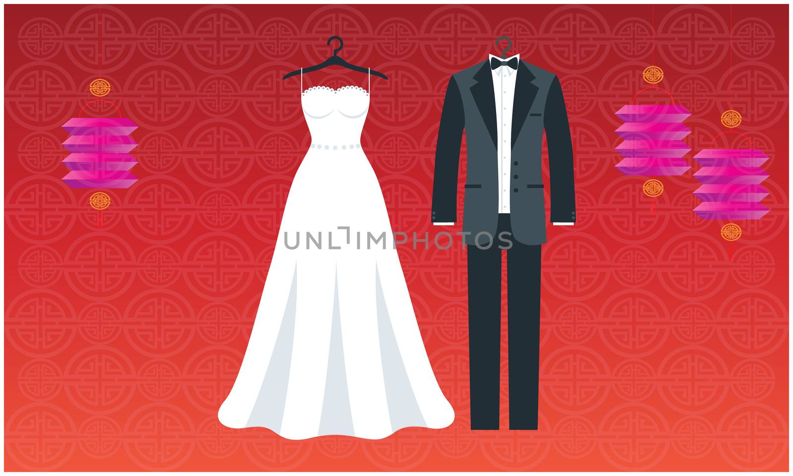 mock up illustration of couple fashion wear on abstract background