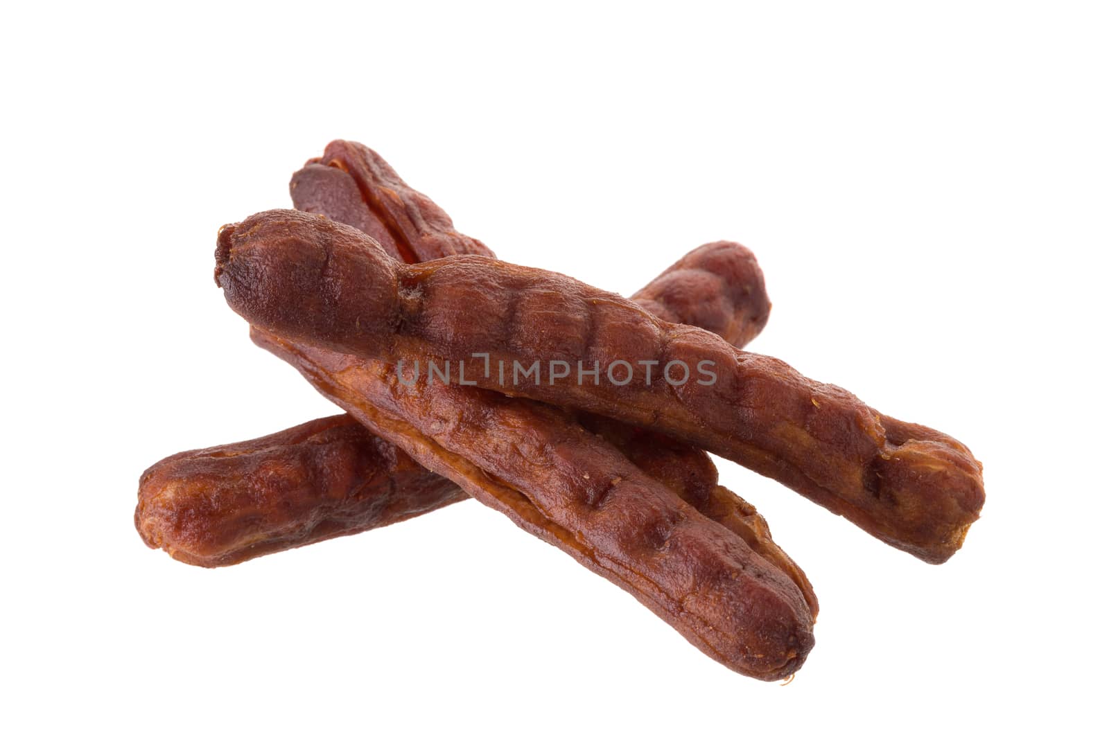 Sweet ripe tamarind Remove the seeds and shell isolated on a white background.