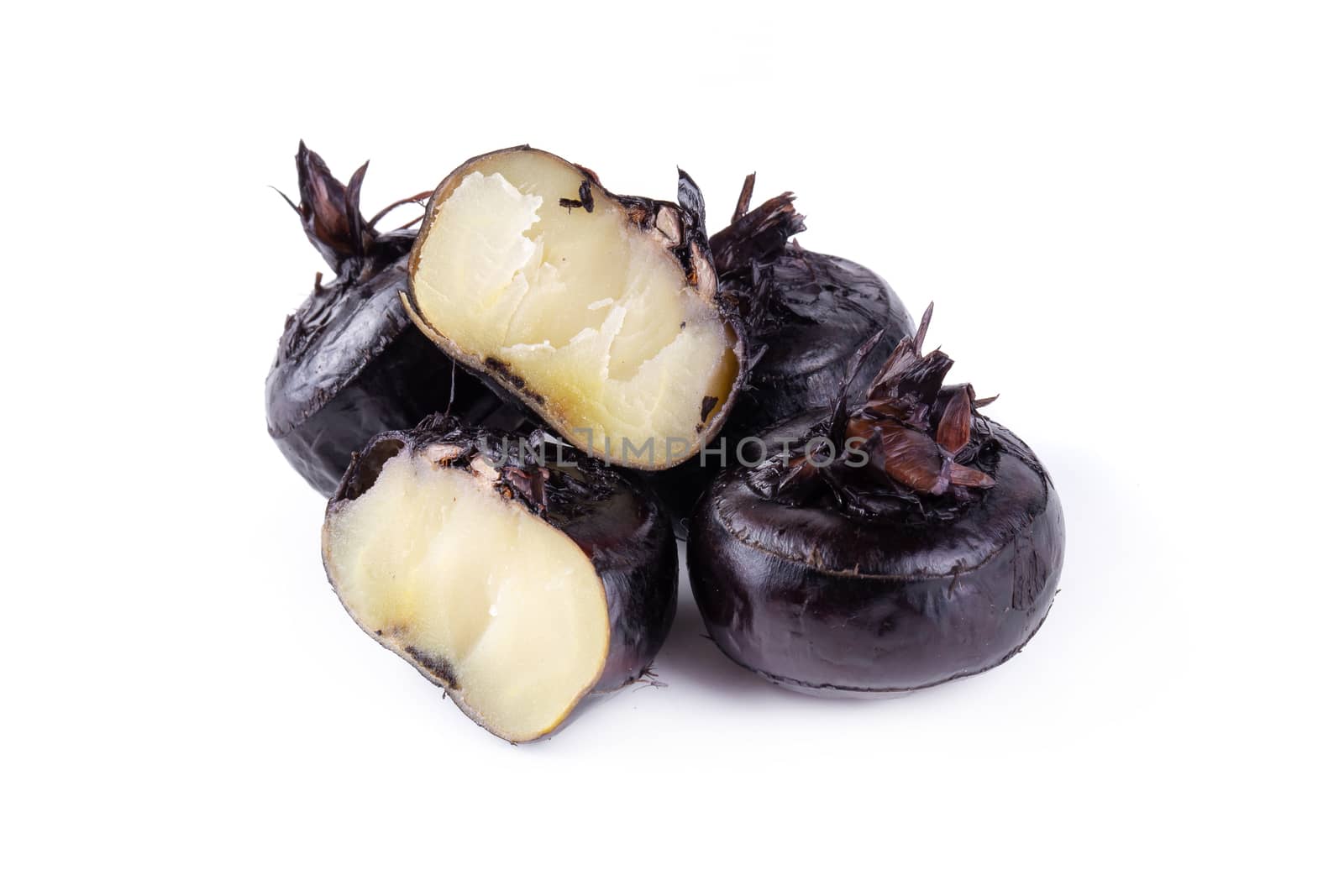 Boiled water chestnuts isolated on a white background