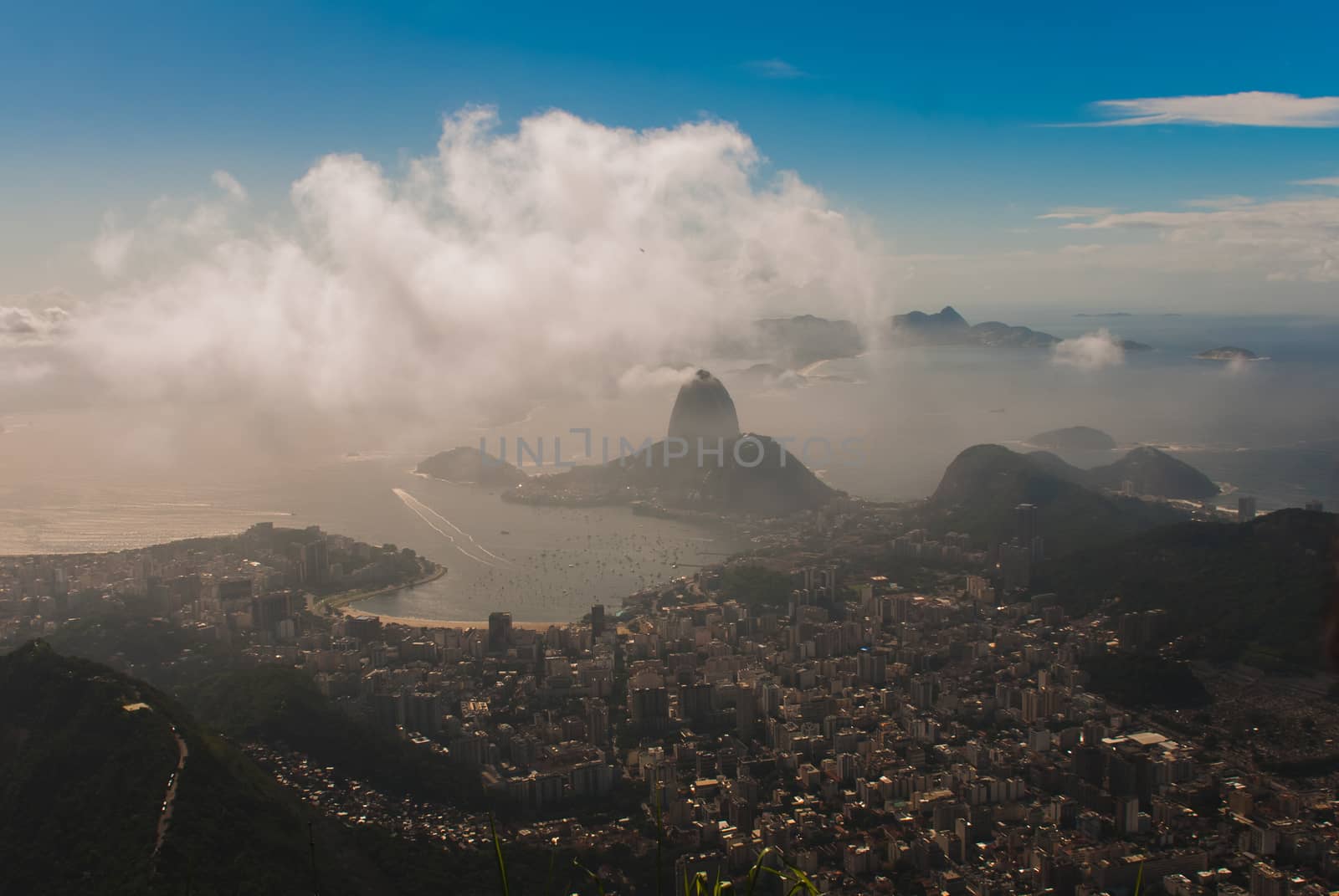 Rio de Janeiro, Brazil. Suggar Loaf and Botafogo beach viewed from Corcovado by Artamonova
