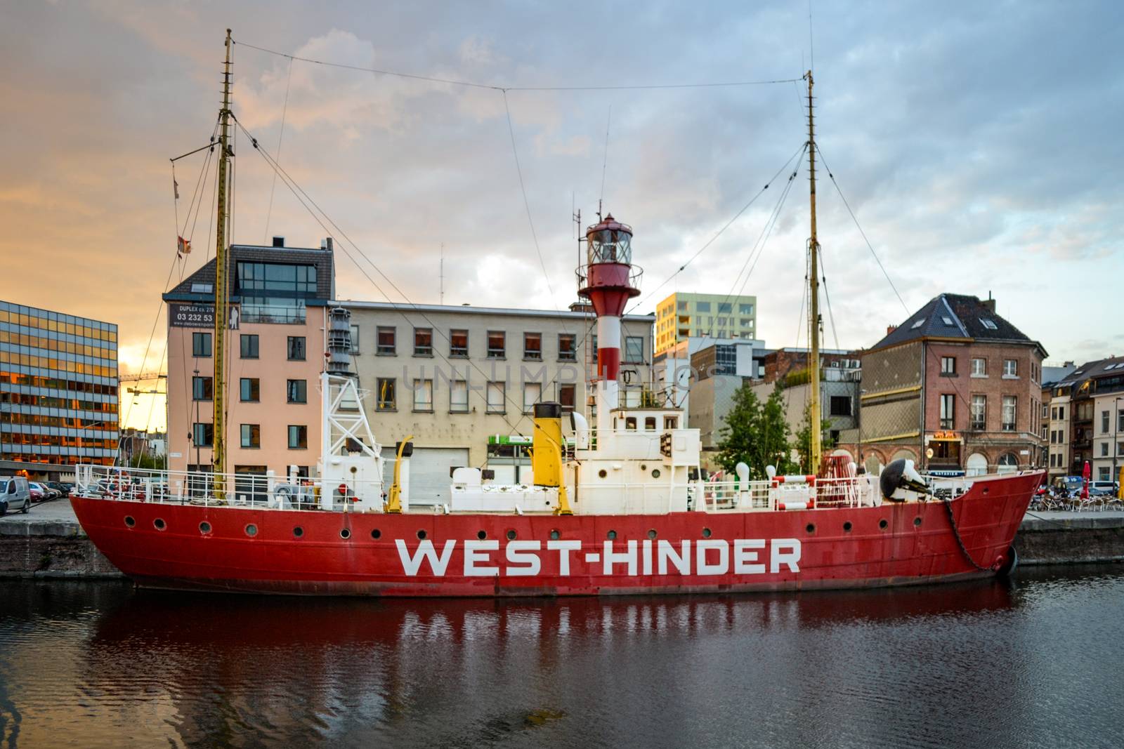 side view of West-Hinder Lichtschip (Lightvessel)in Willemdok by kb79