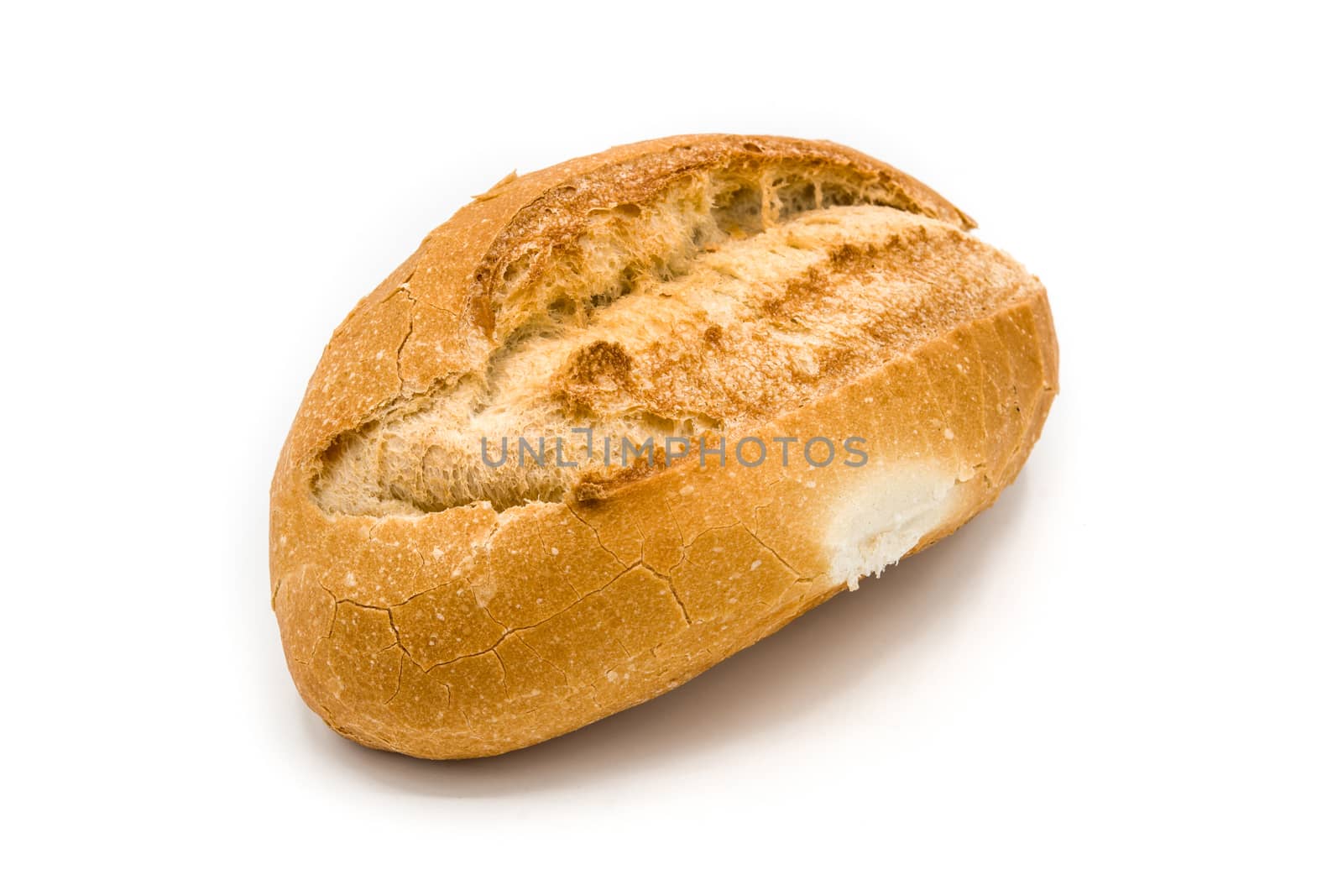 Baked small bread isolated on white background