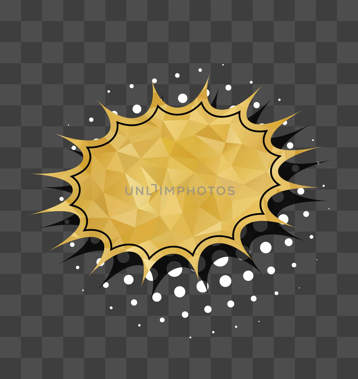 Gold sparkle star comic text balloon sound effects. Vector glitter icon speech phrase, cartoon label tag expression, sounds illustration. Comics book bubble