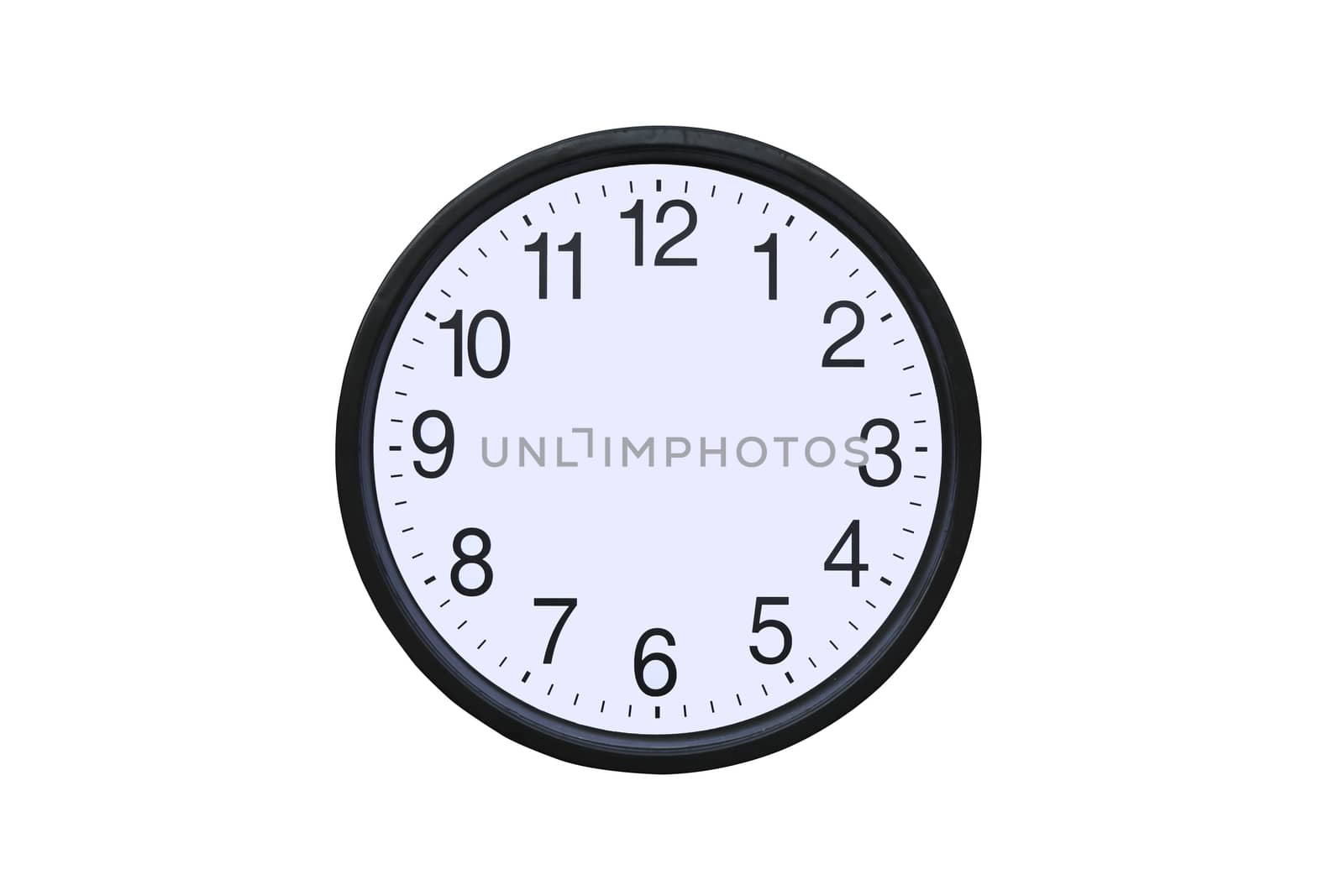 Clock without clock hands isolated on white background.