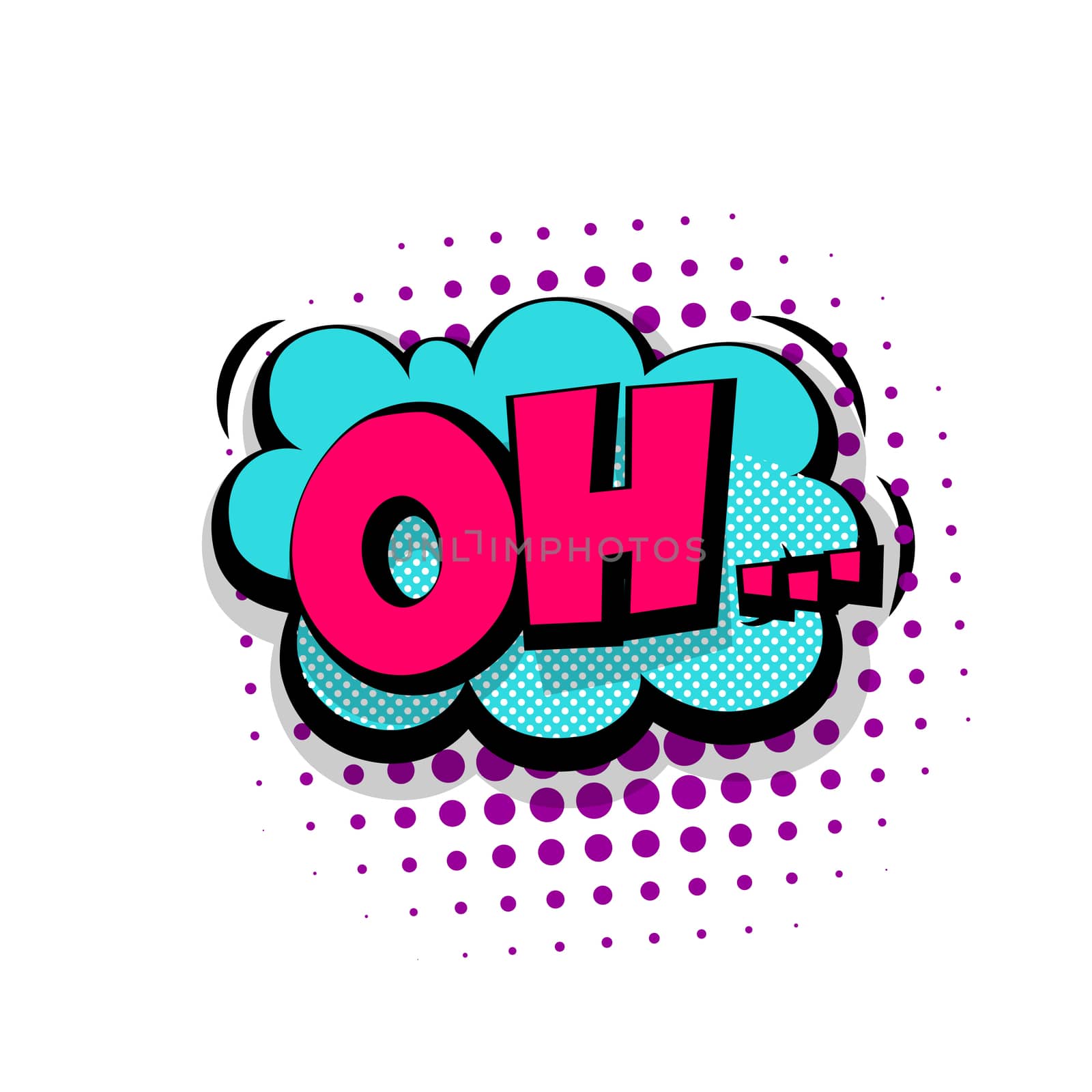 Lettering oh, emotion, charm, frustration, surprise. Comic text sound effects. Vector bubble icon speech phrase, cartoon exclusive font label tag expression, sounds illustration. Comics book balloon