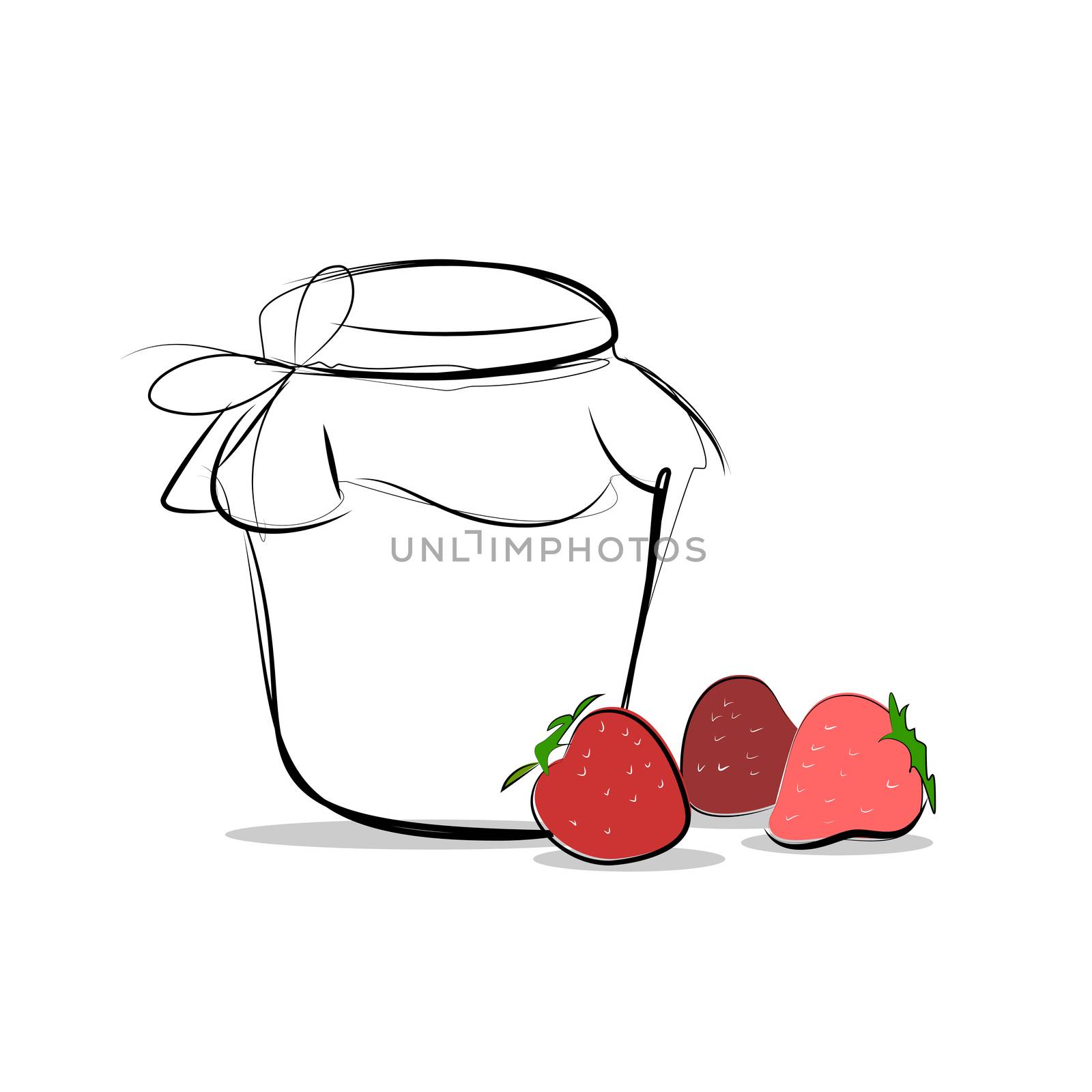 Strawberry jam colored sketch vector icon isolated, ranking mark. Modern simple flat favorite sign. Concept. Trendy sketch decoration symbol for website design, web banner, shop. Logo illustration